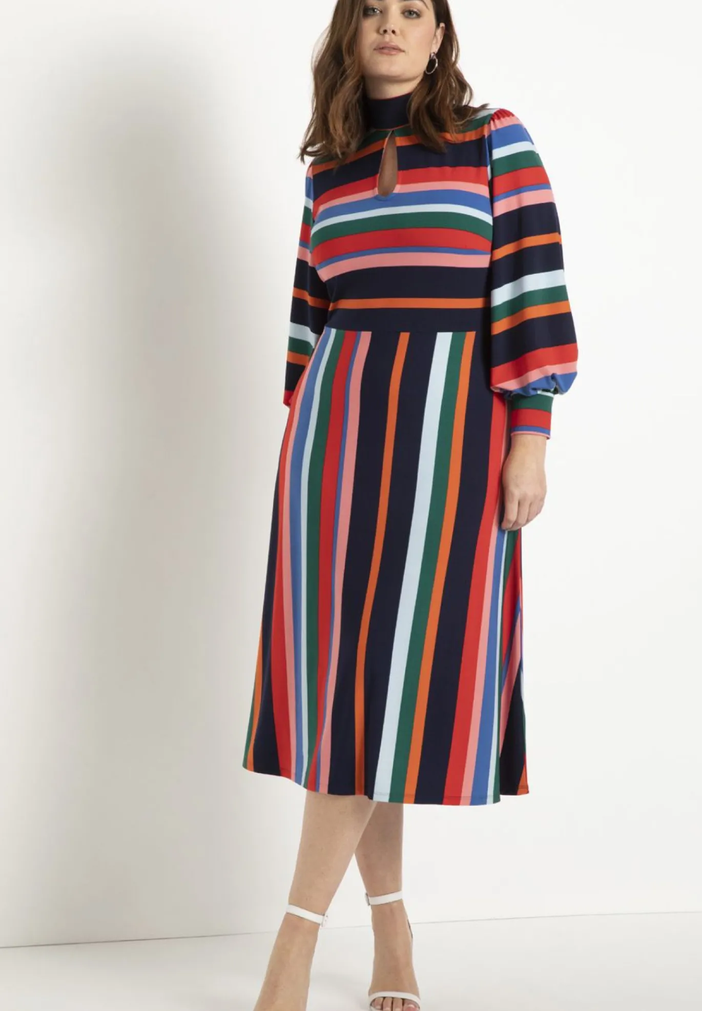 A-line Dress with Puff Sleeves