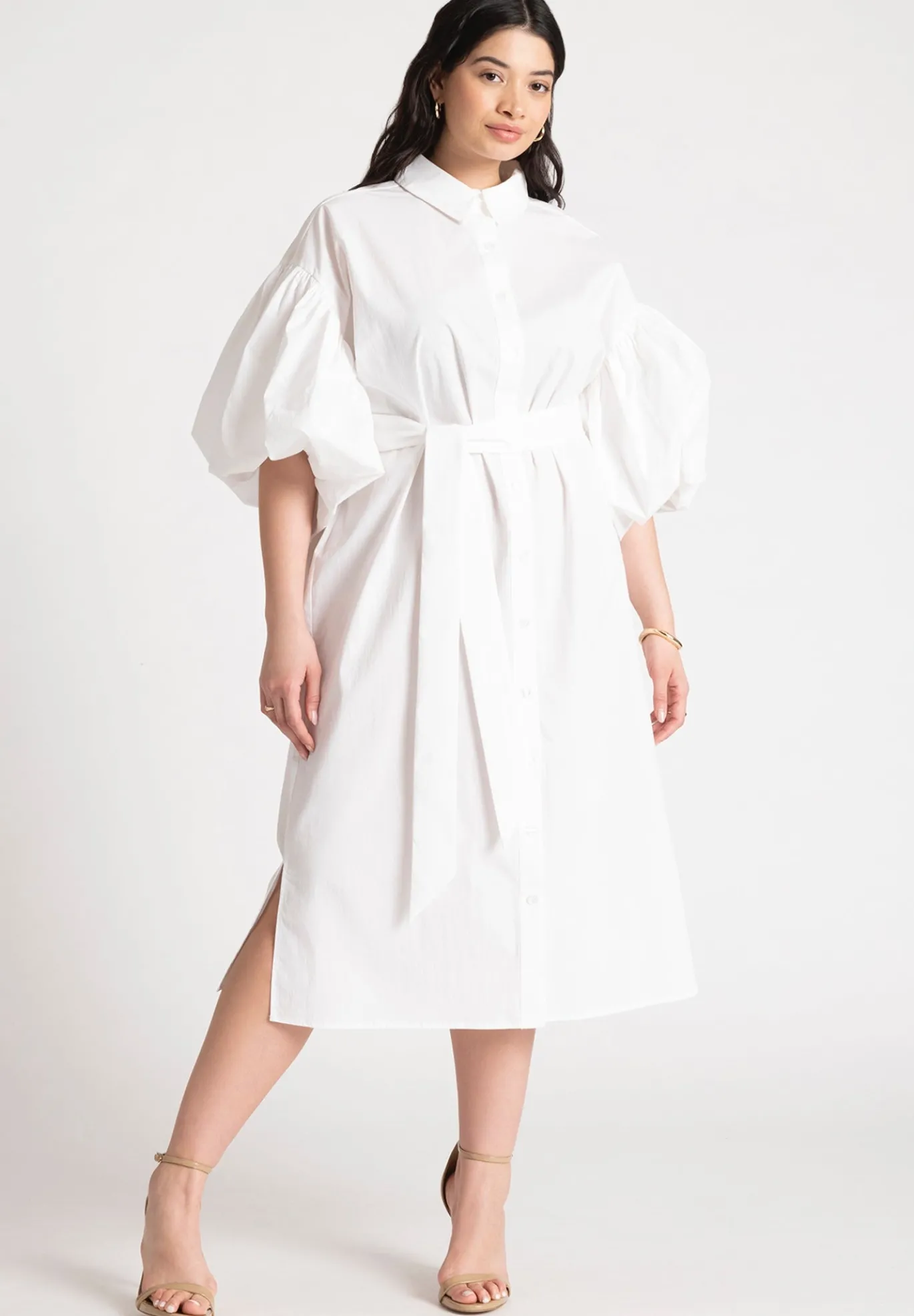 Balloon Sleeve Shirt Dress
