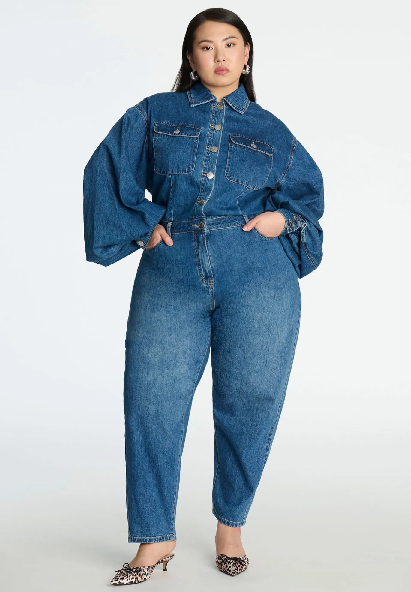 Barrel Leg Denim Jumpsuit