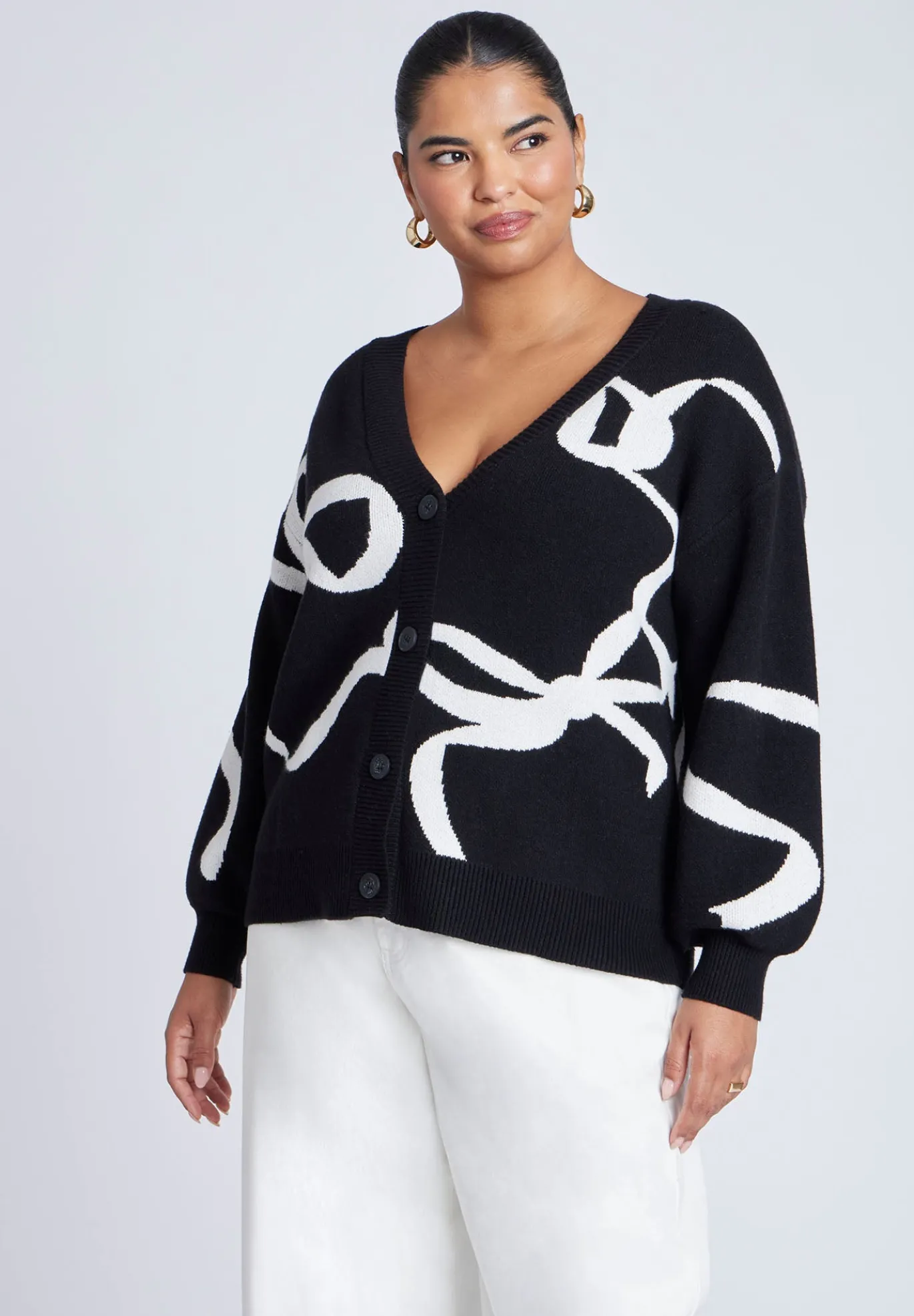 Bow Print Cardigan