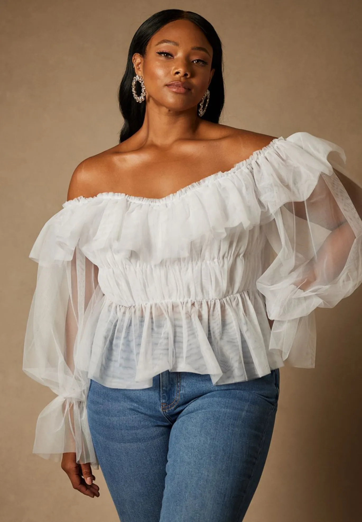 Bridal by ELOQUII Tulle Pleated Top