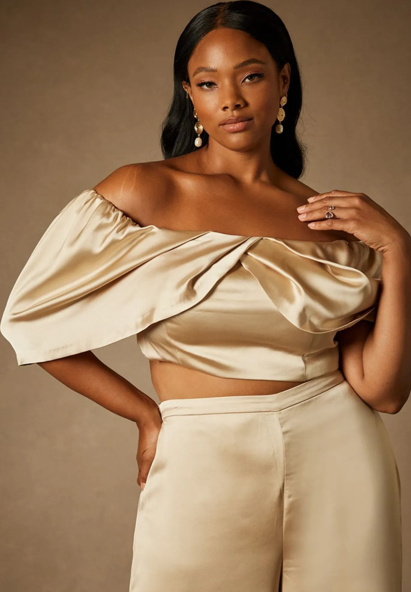 Bridal by ELOQUII Off The Shoulder Draped Bustier Top