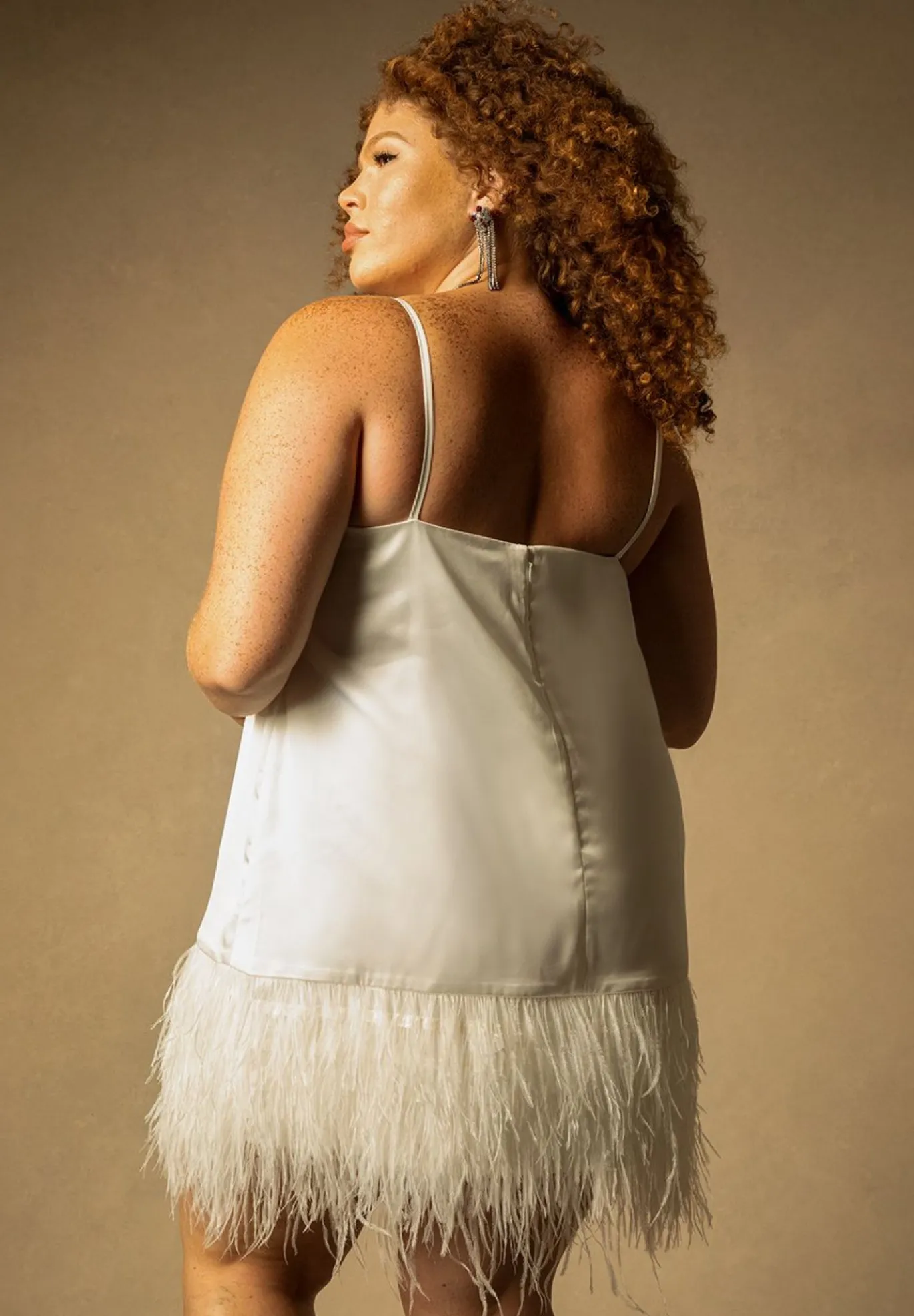 Bridal by ELOQUII Feather Hem Slip Dress