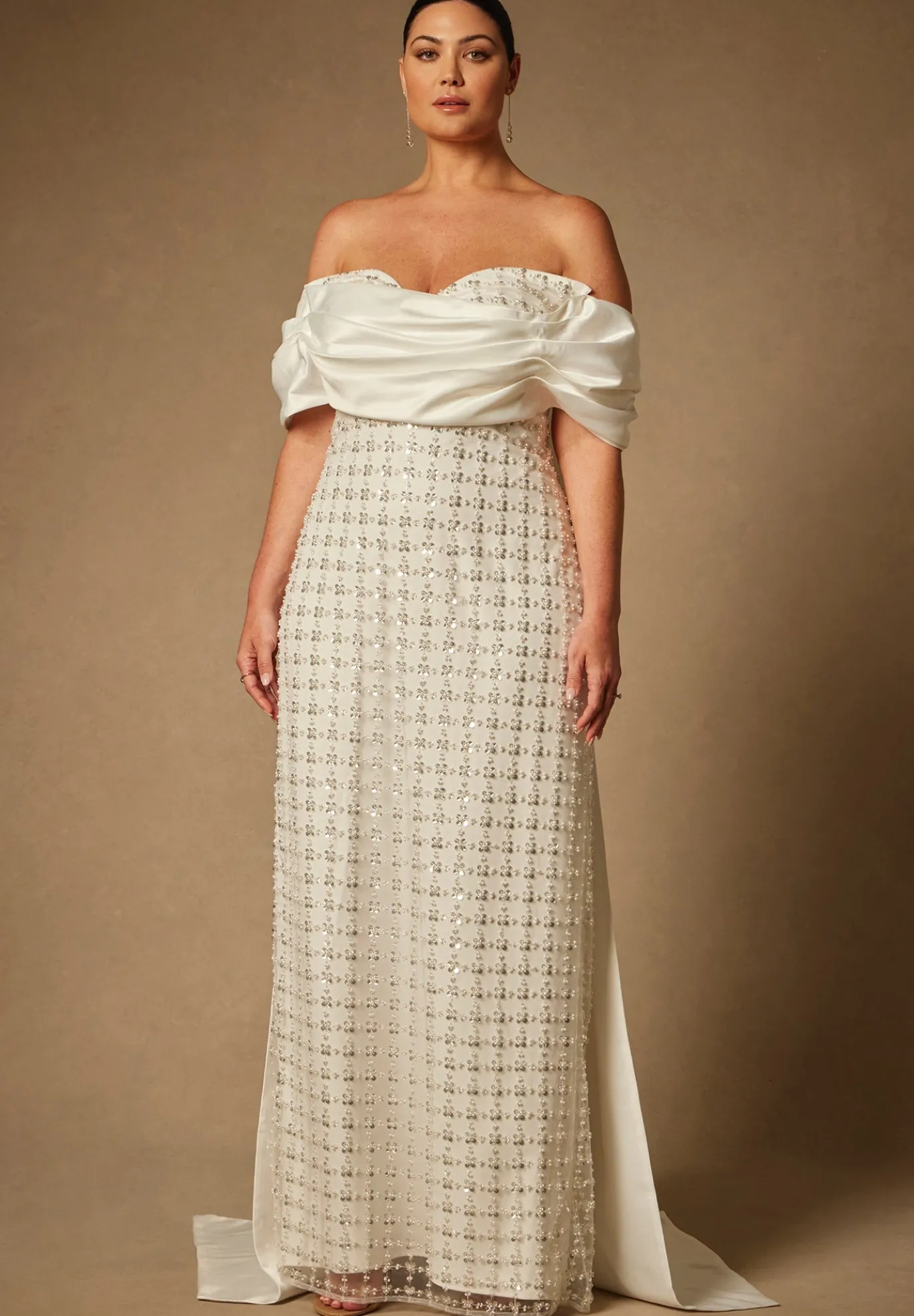 Bridal by ELOQUII Embellished Column Gown With Train