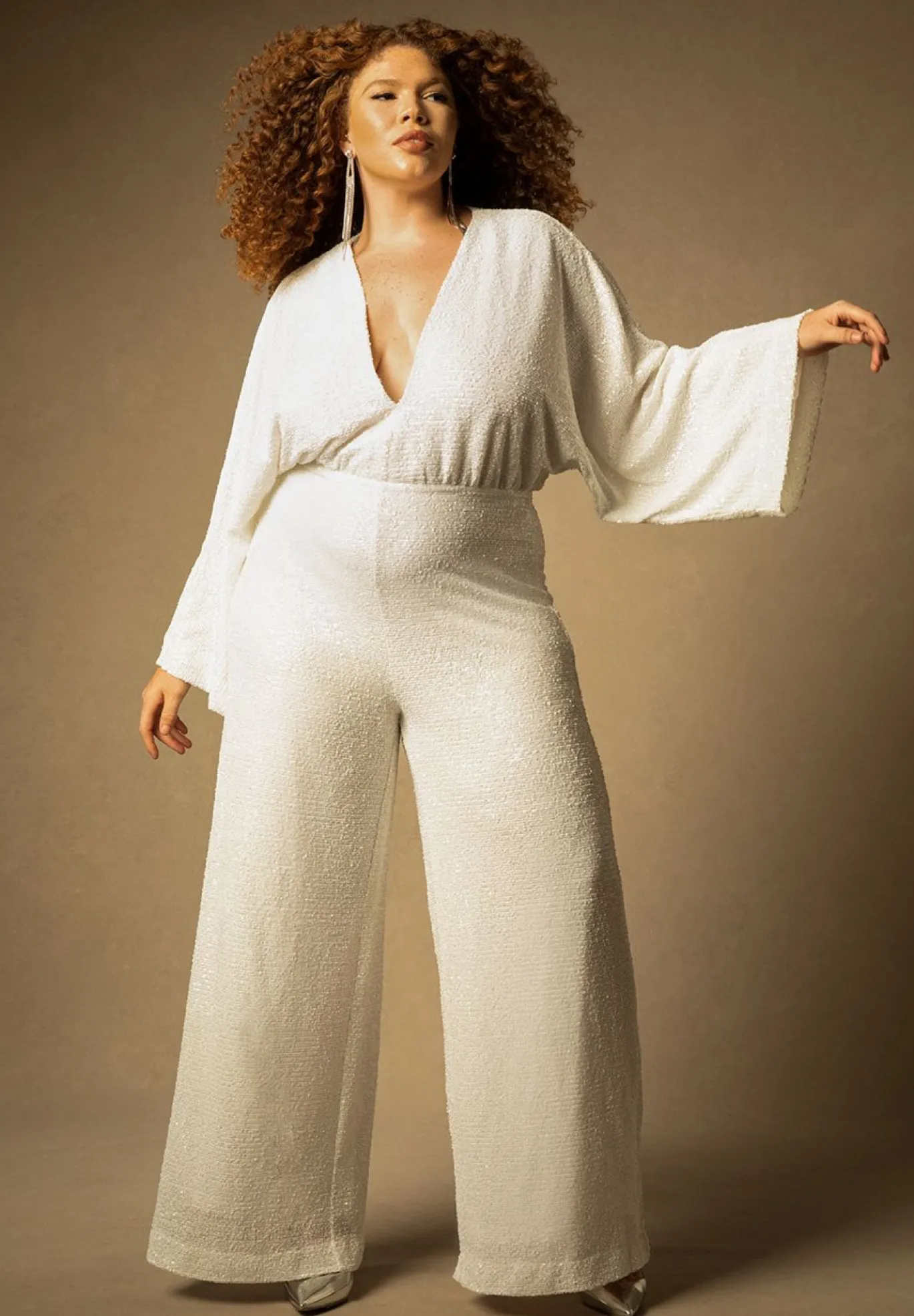 Bridal by ELOQUII Sequin Wide Leg Jumpsuit
