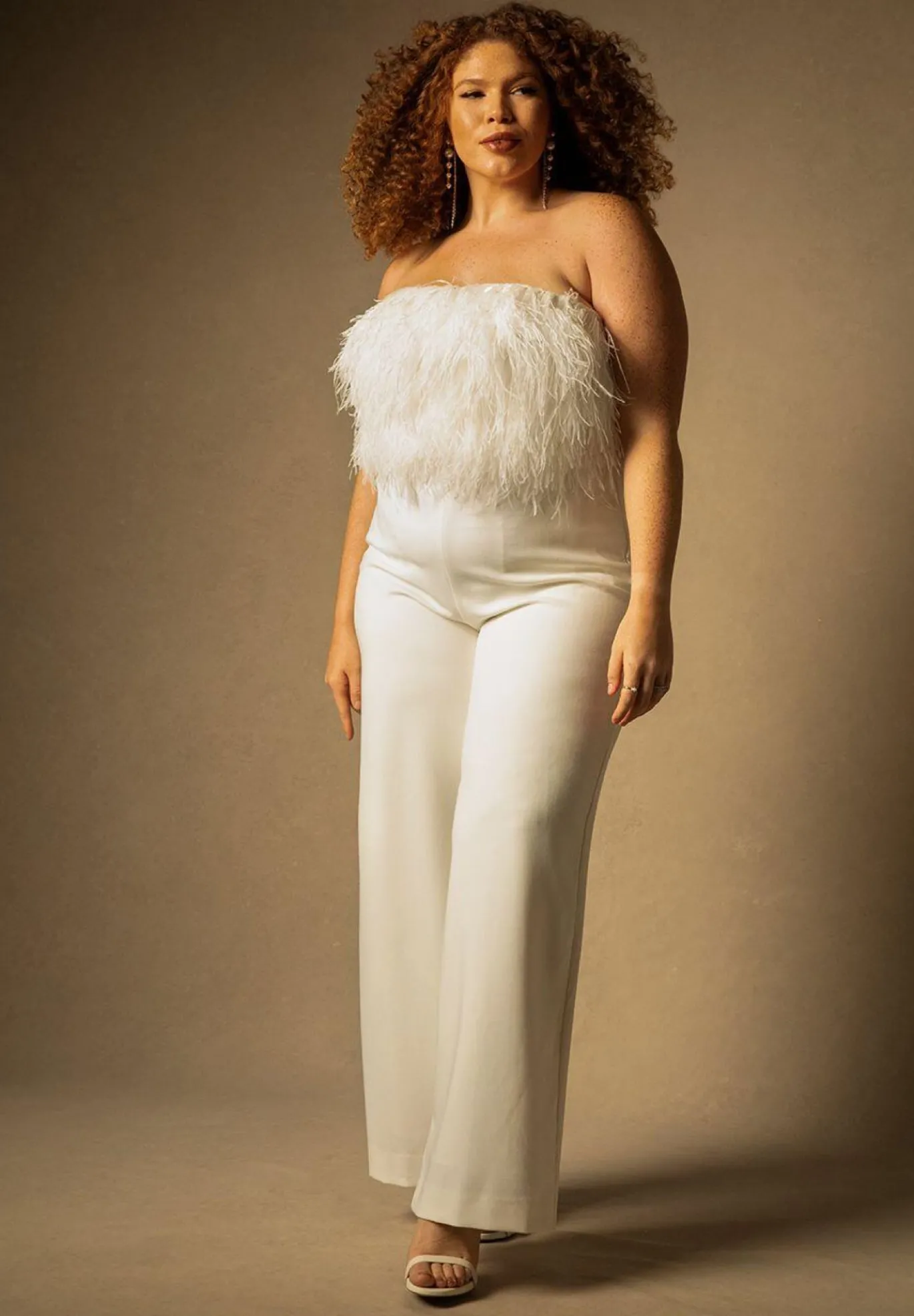 Bridal by ELOQUII Feather Bodice Jumpsuit