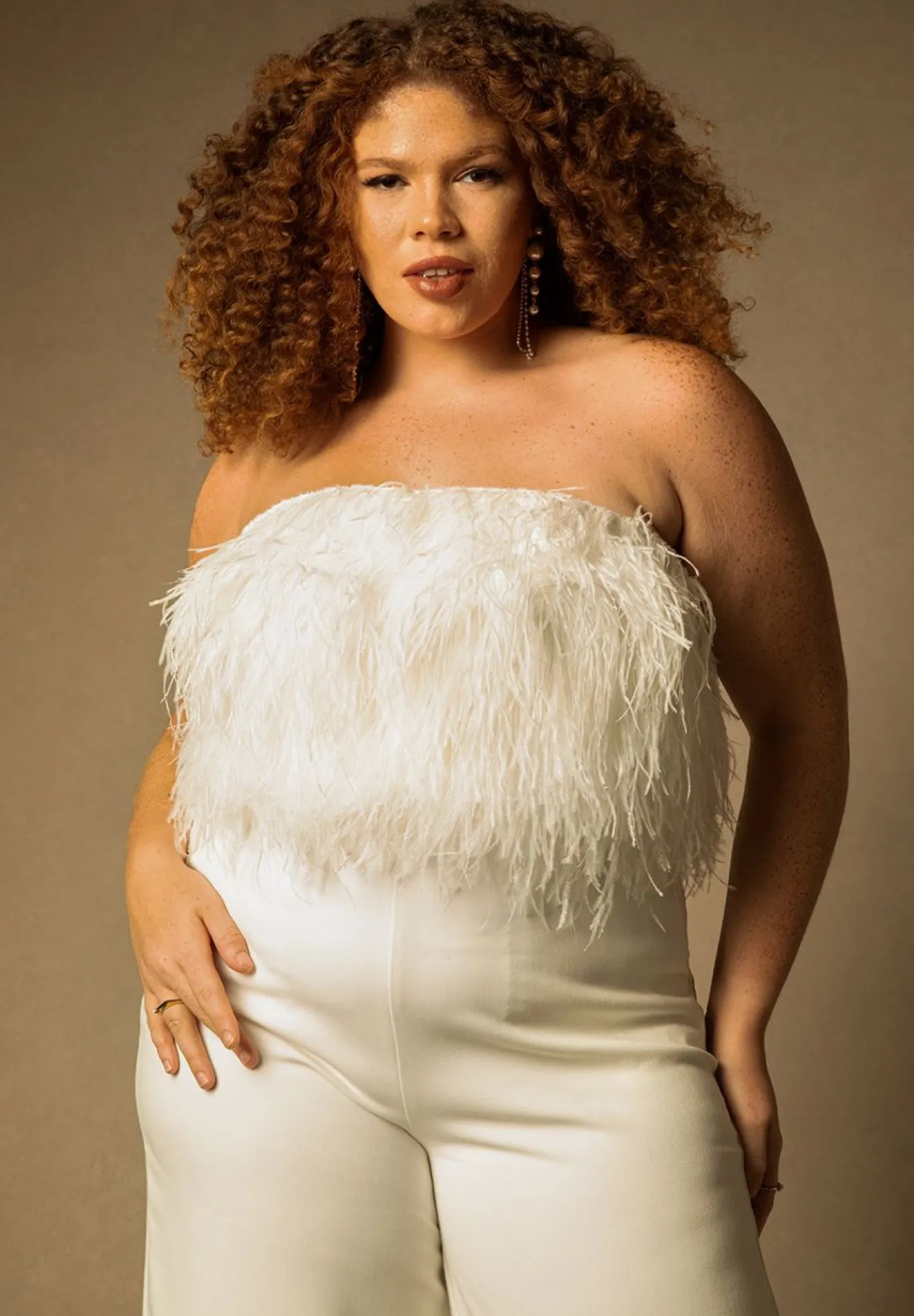 Bridal by ELOQUII Feather Bodice Jumpsuit