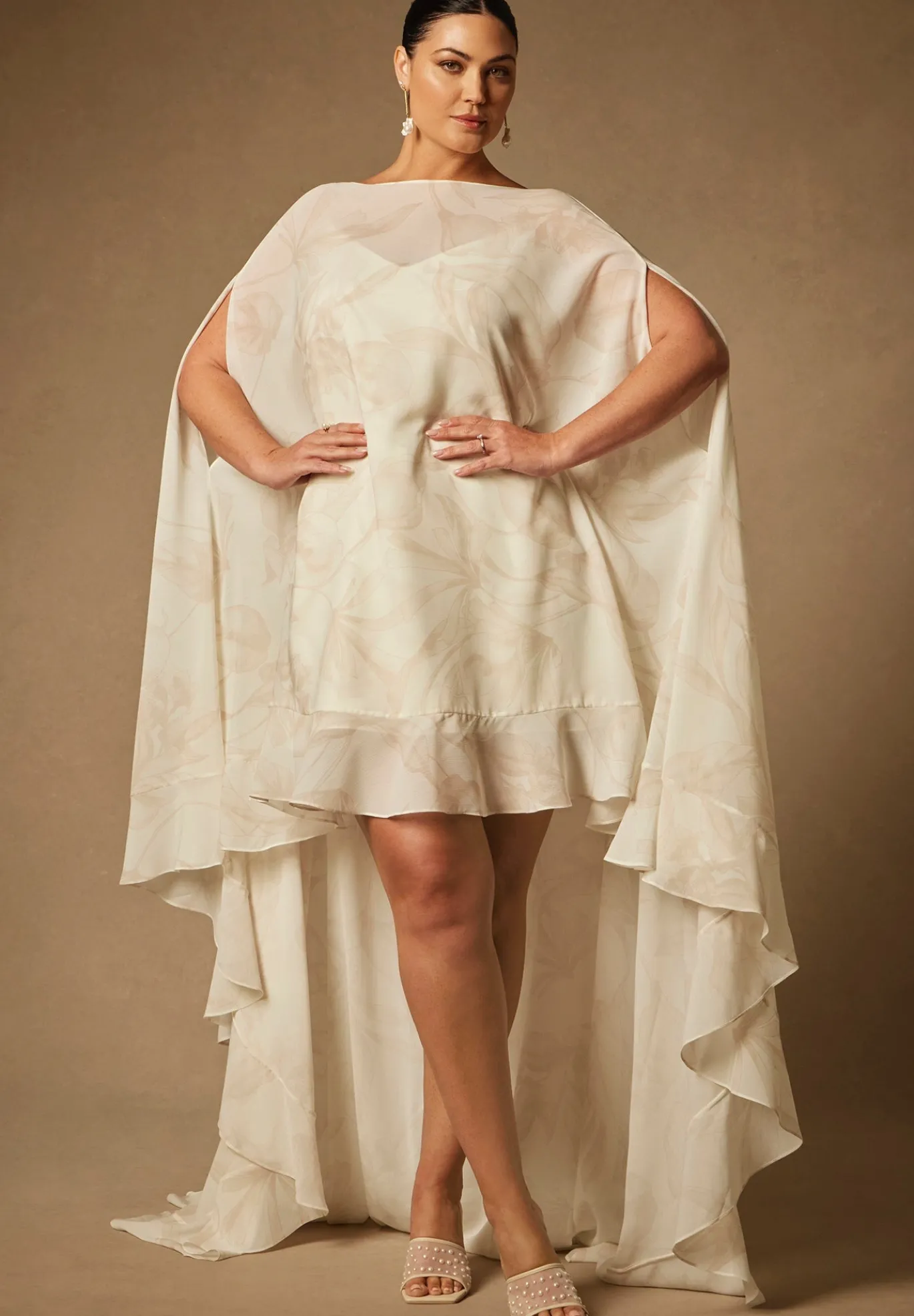Bridal by ELOQUII Mini Dress With Cape Overlay