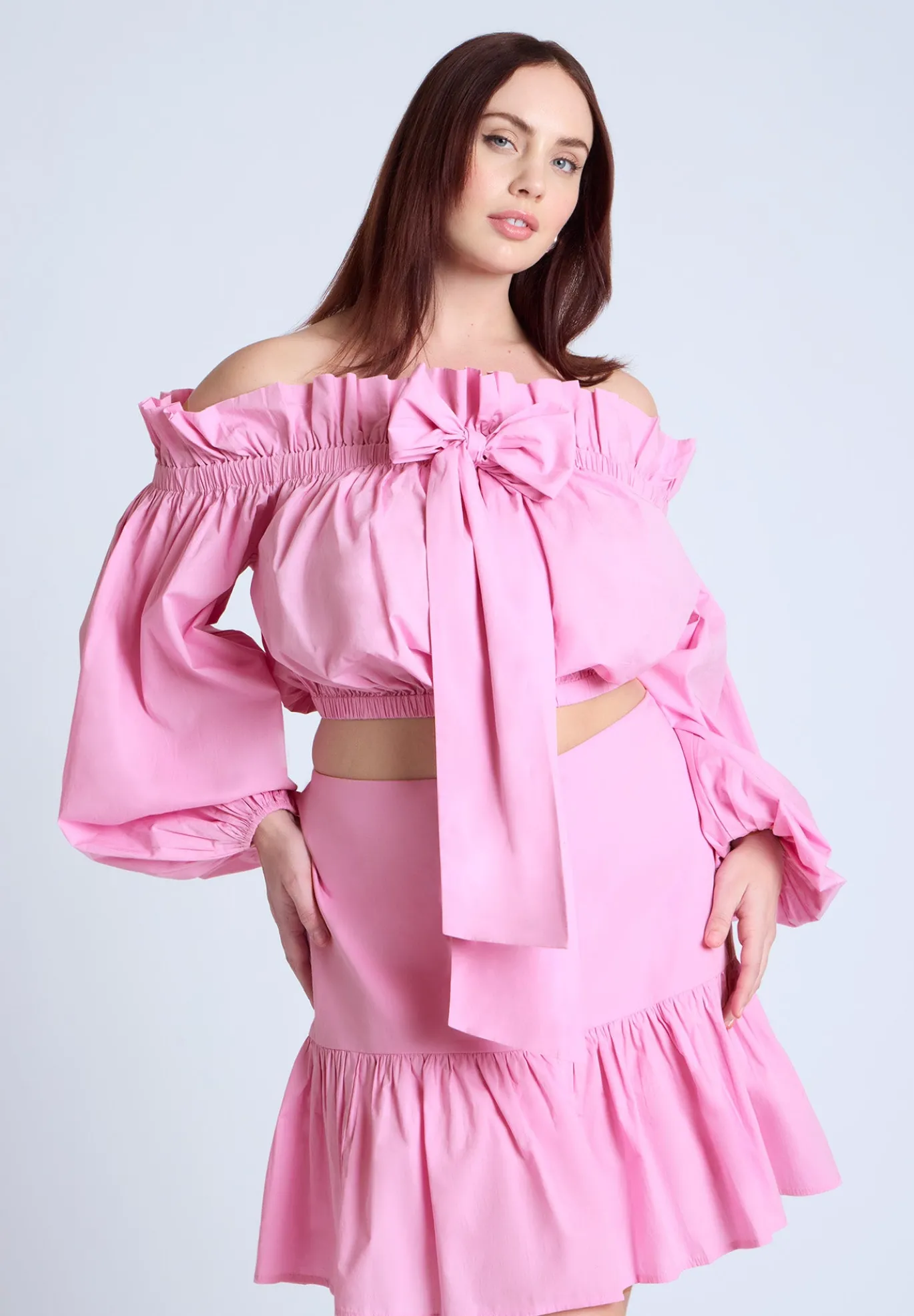 Bubble Sleeve Crop Top