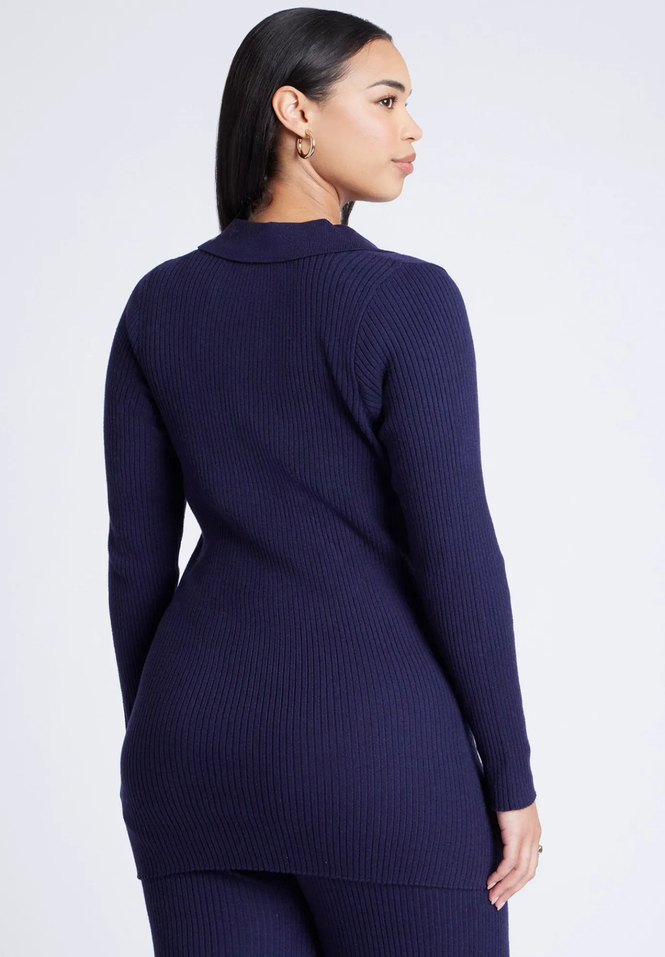 Button Front Long Ribbed Cardigan