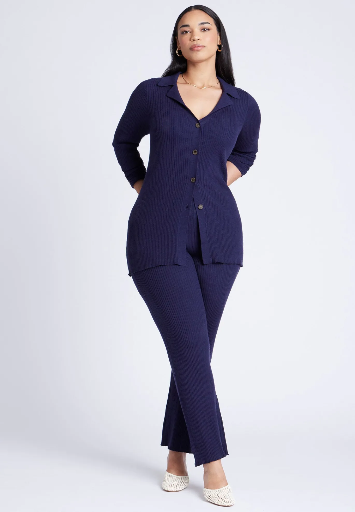 Button Front Long Ribbed Cardigan