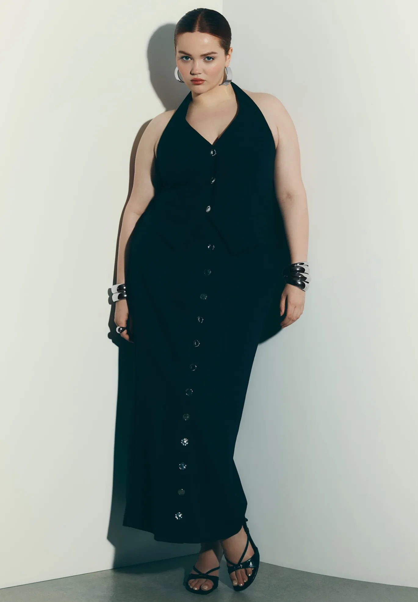 Buttoned Maxi Column Skirt