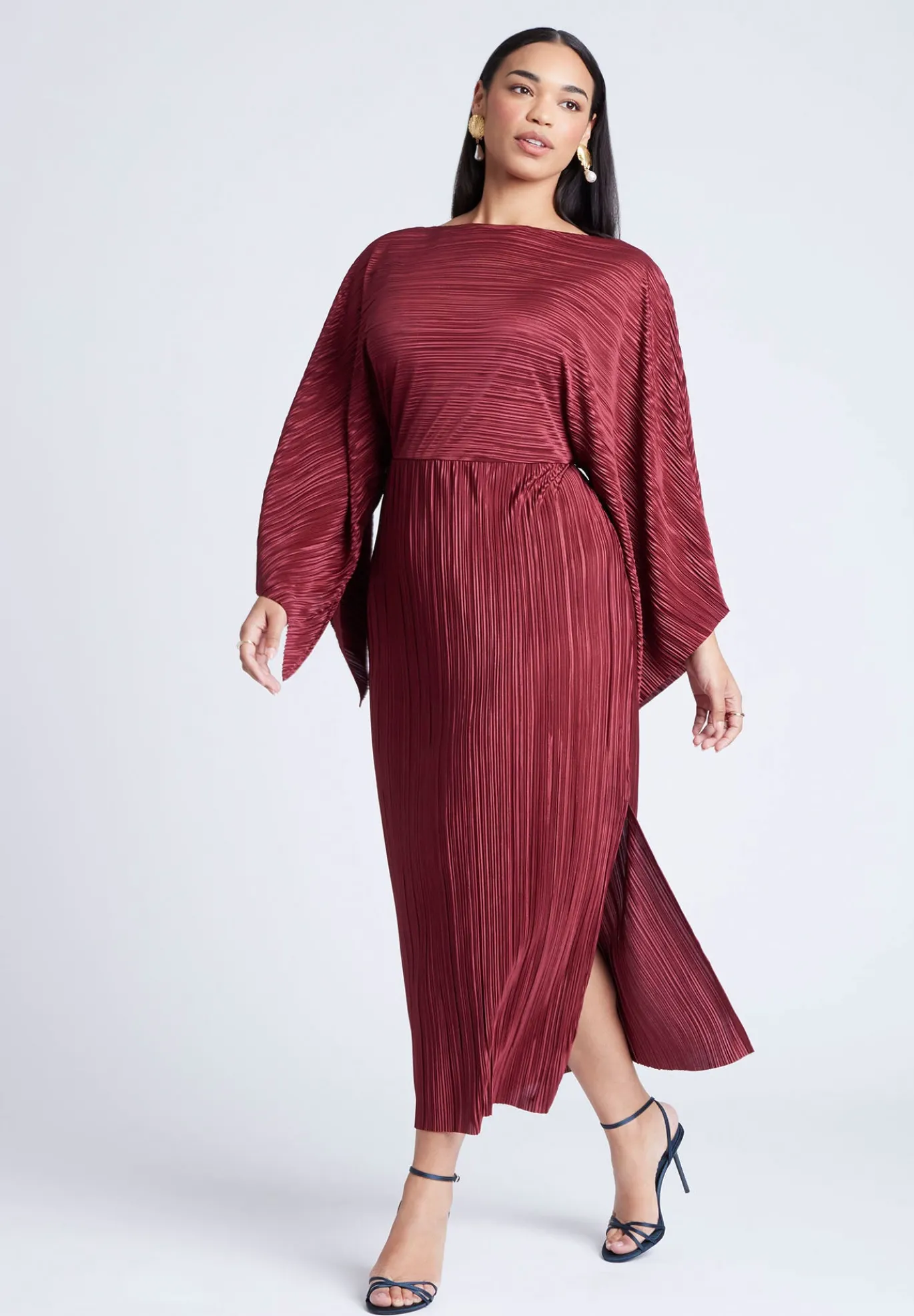 Cape Effect Plisse Dress