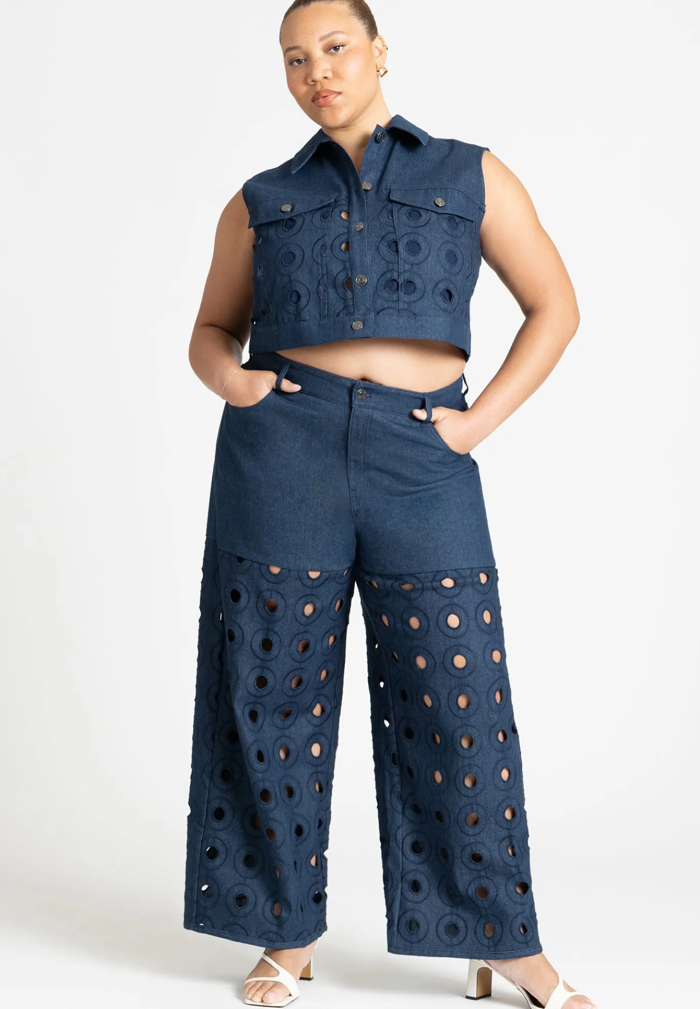 Circular Cutout Denim Pant