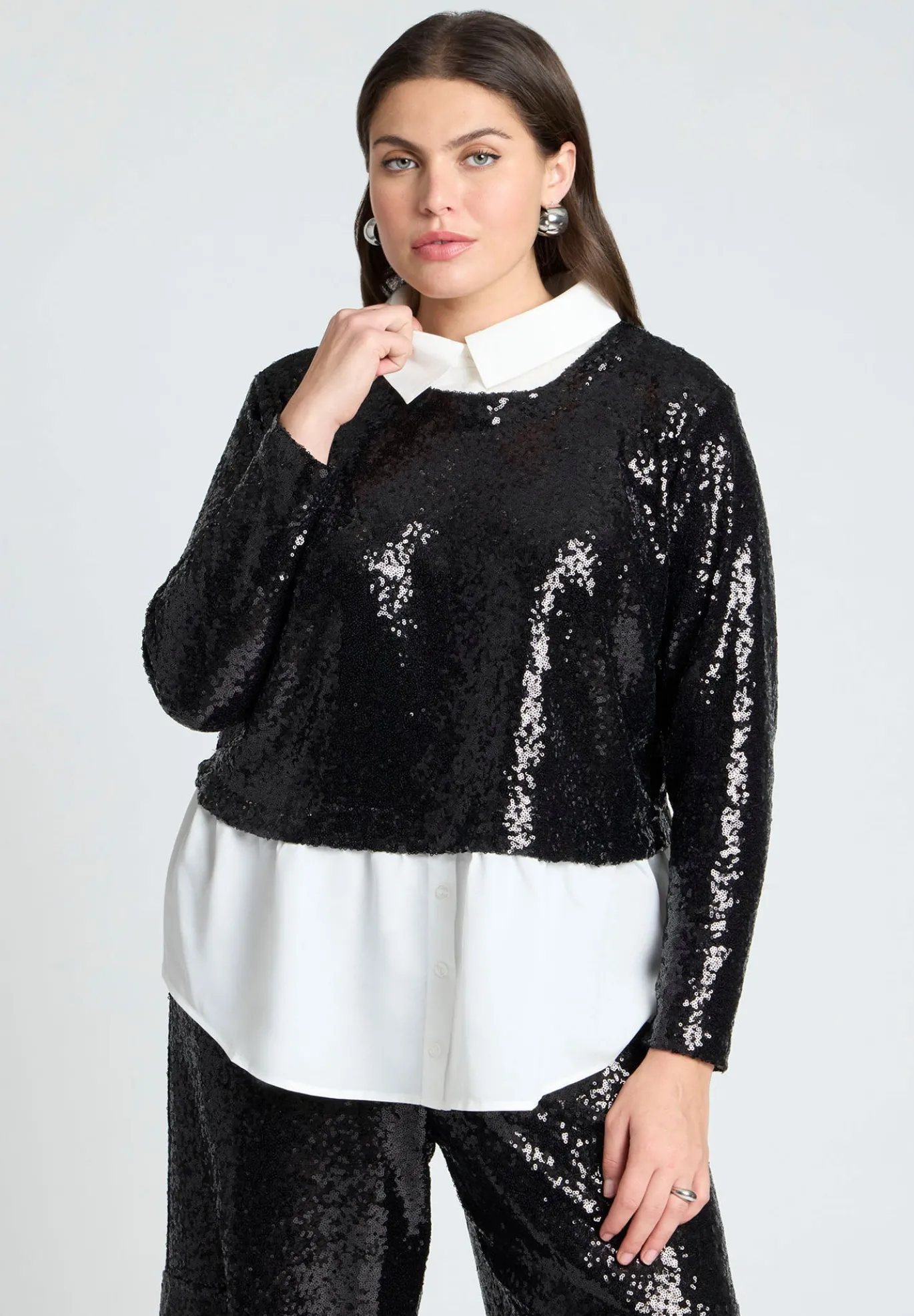 Collared Sequin Twofer