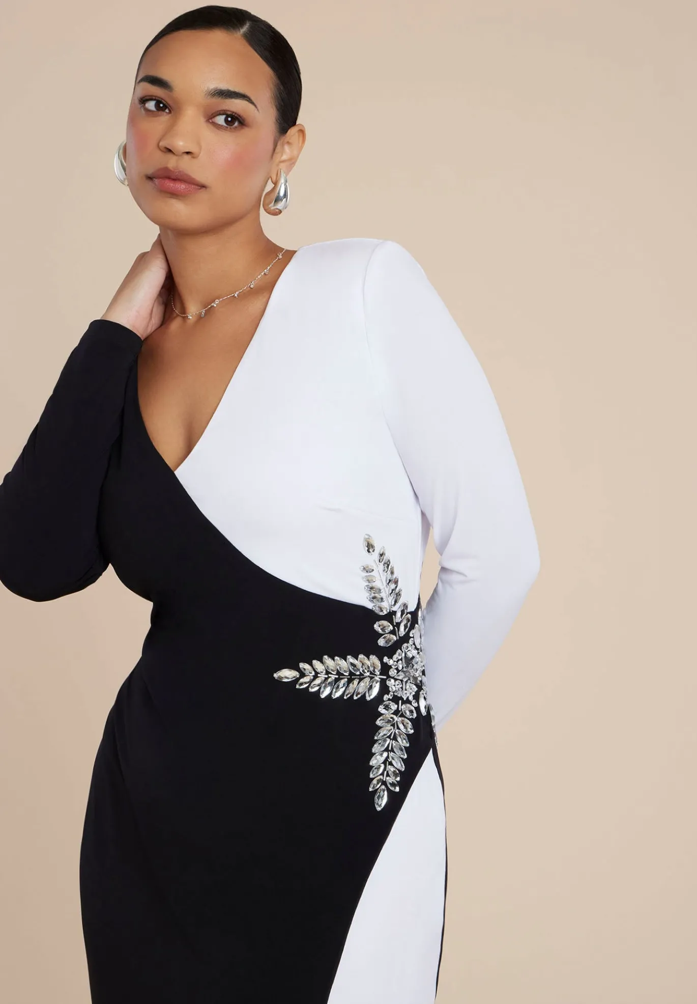 Colorblock Embellished Maxi Dress