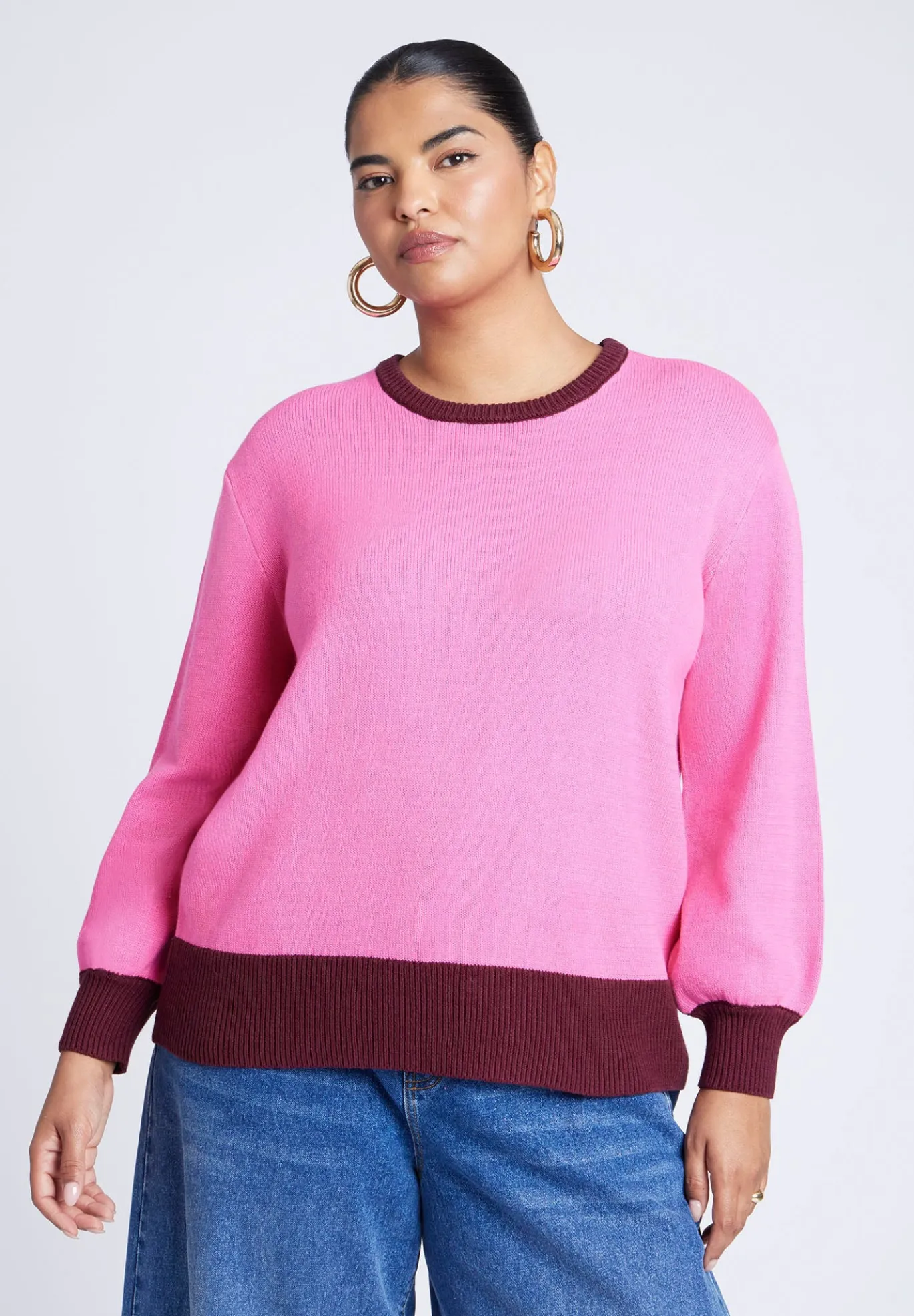 Contrast Rib Sweater