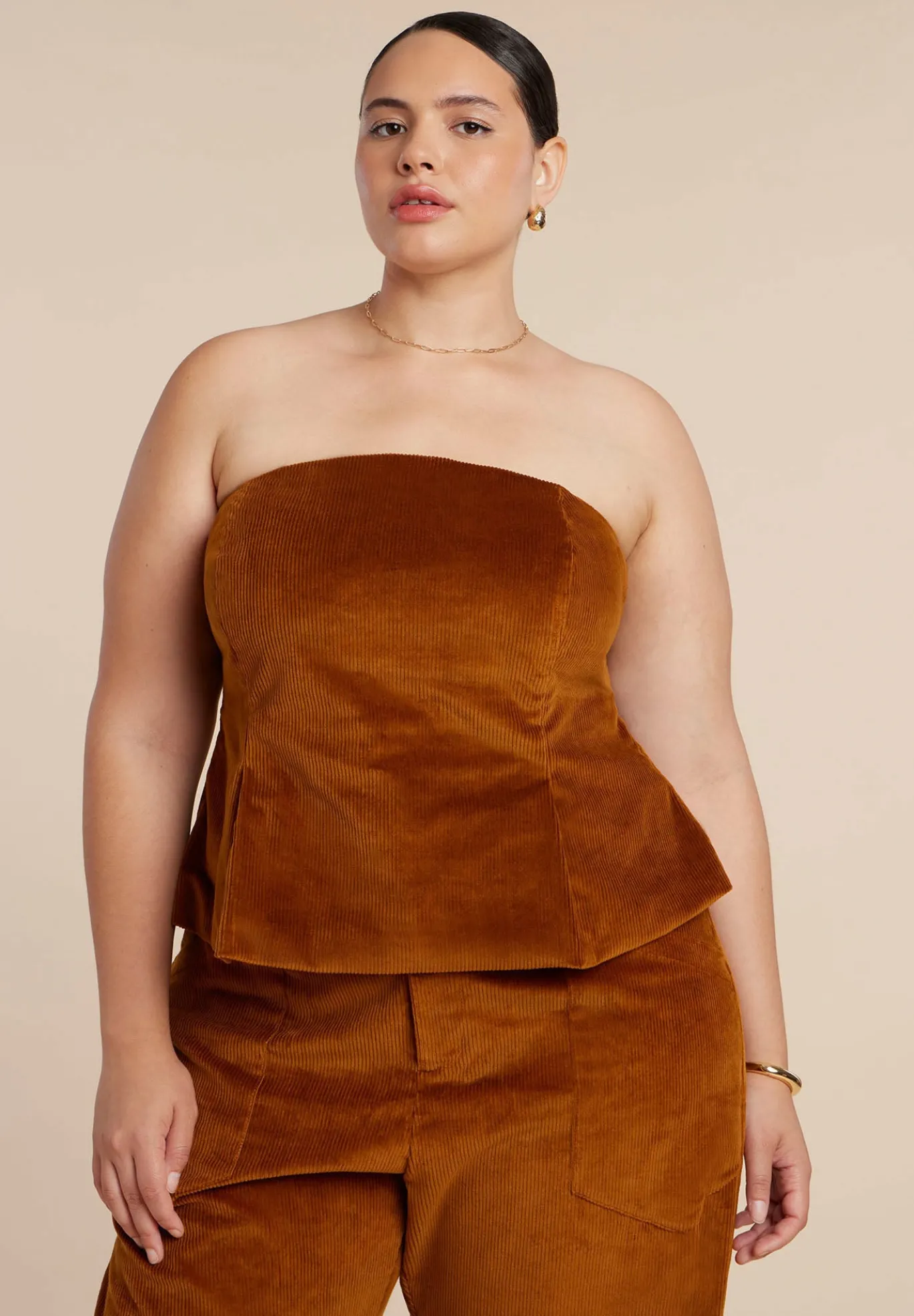 Corduroy Peplum Bustier