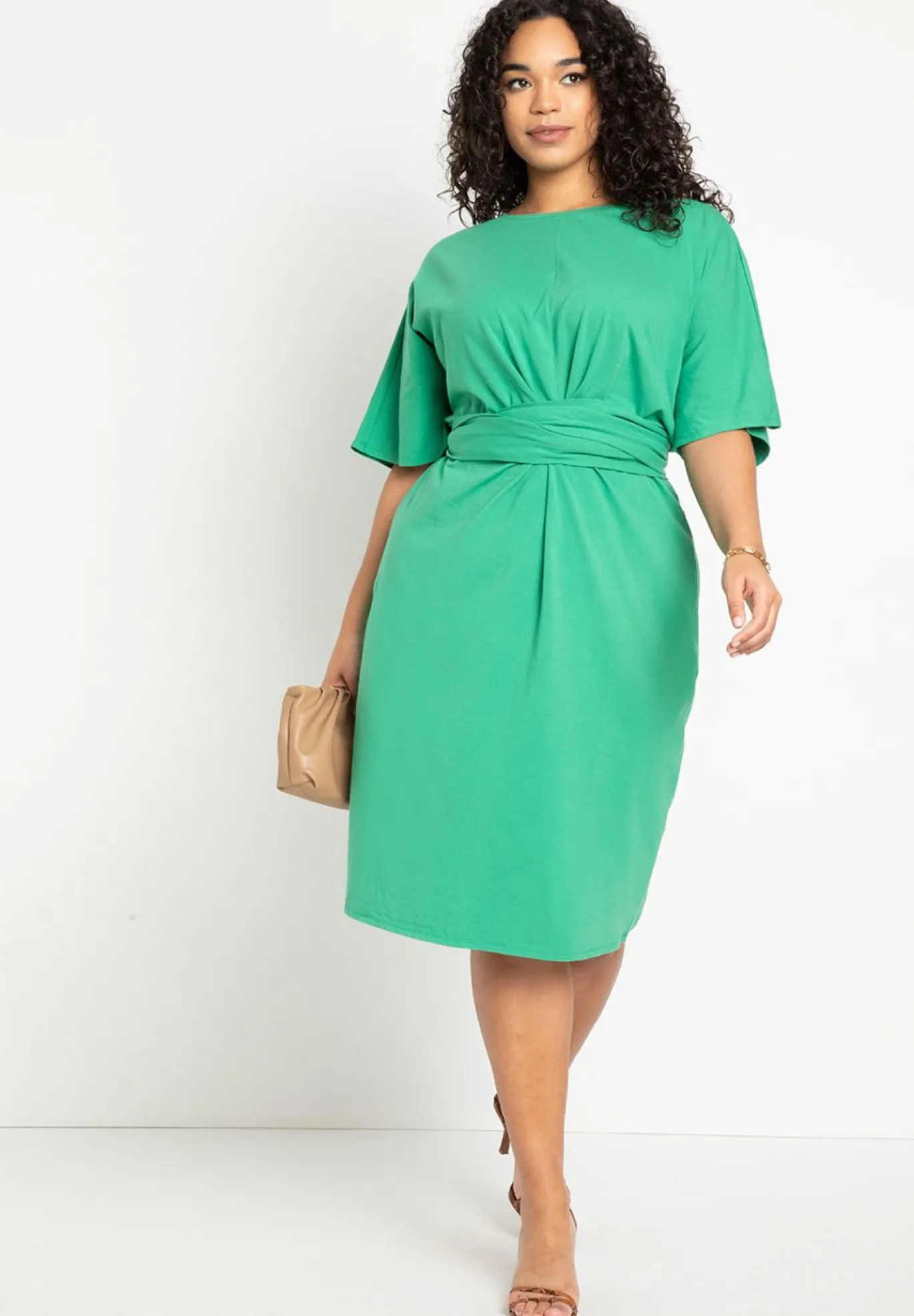 Cross Front Flutter Sleeve Dress