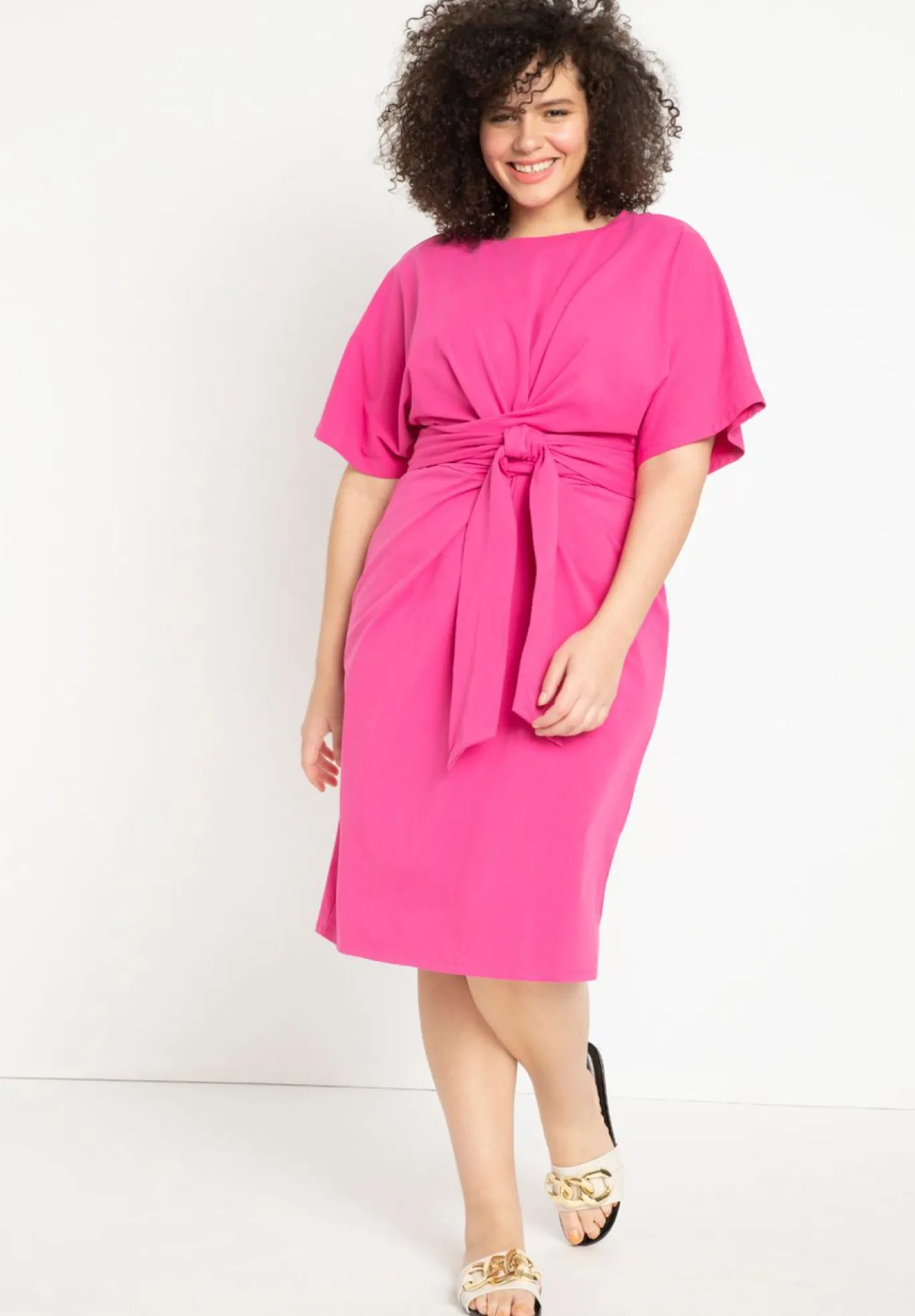Cross Front Flutter Sleeve Dress