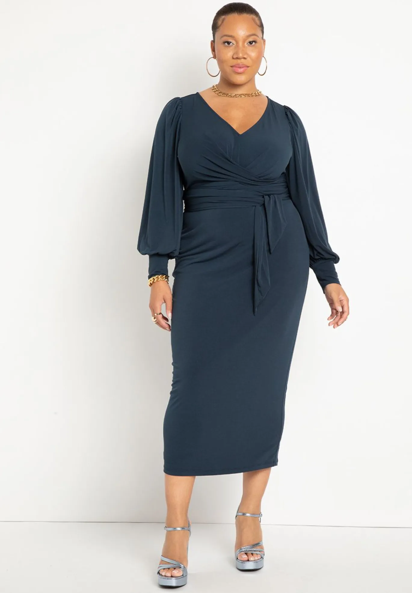 Cross Front Midi Dress