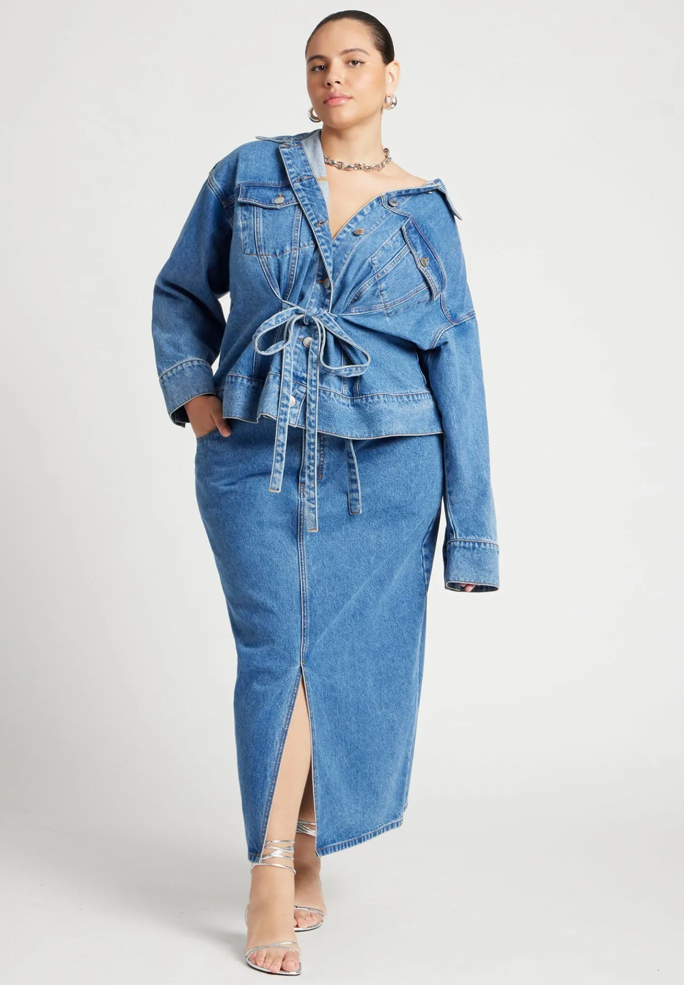 Denim Jacket With Cinched Waist
