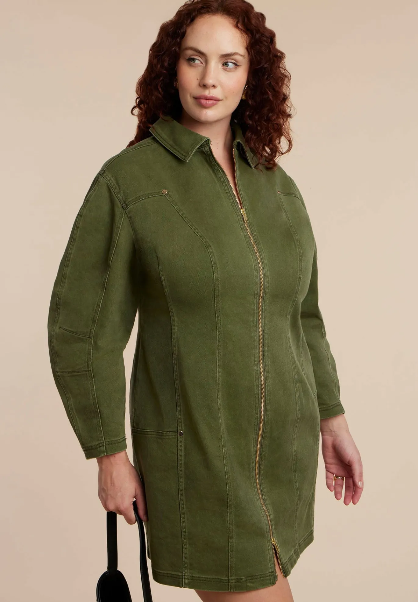 Denim Mini Dress With Zipper Detail