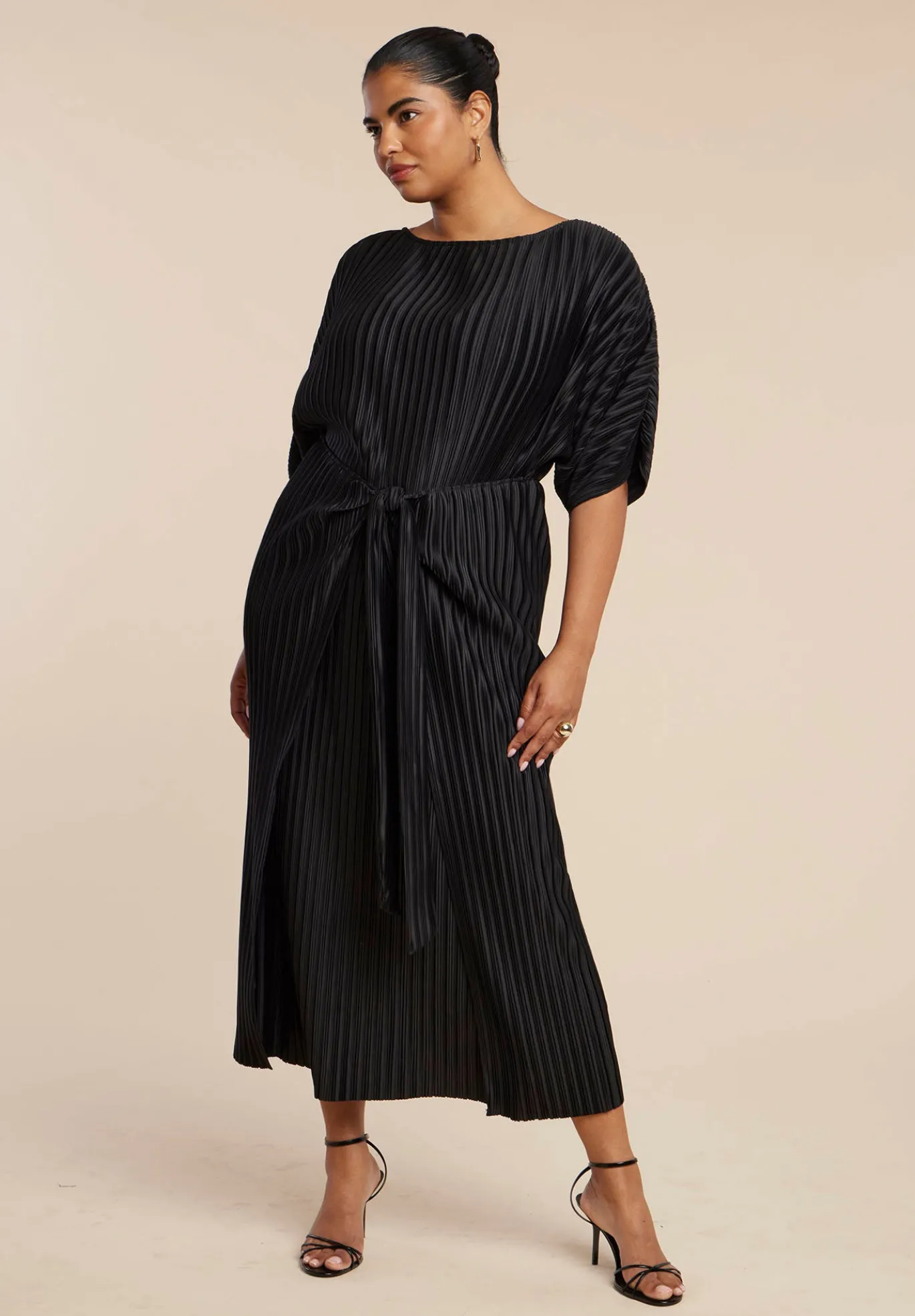 Draped Plisse Dress