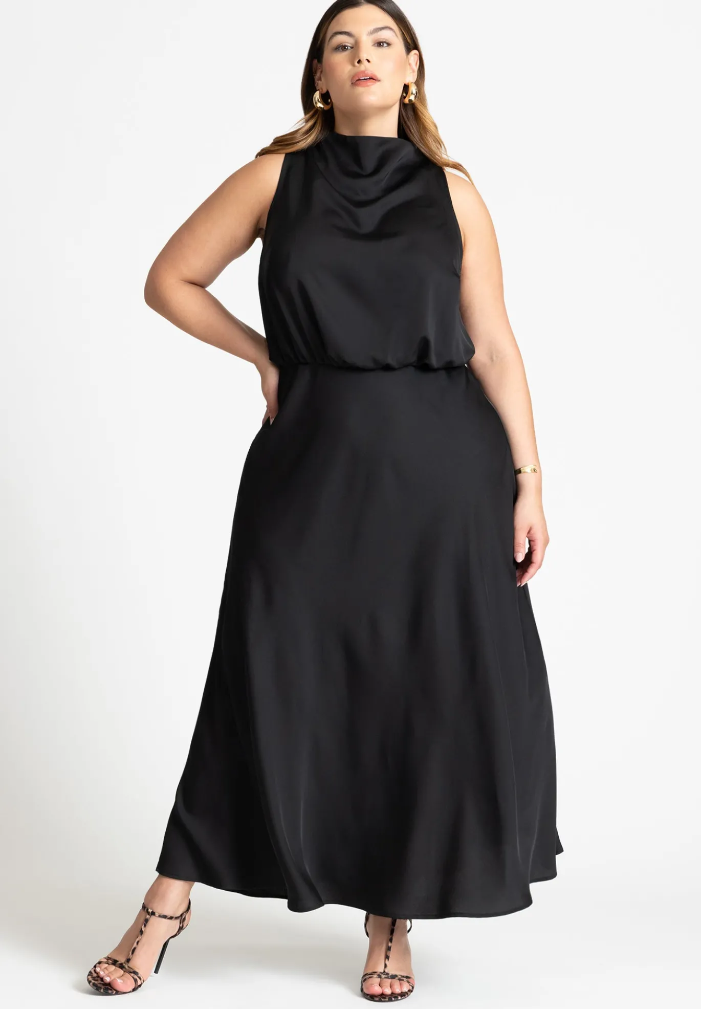 Draped Satin Maxi Dress