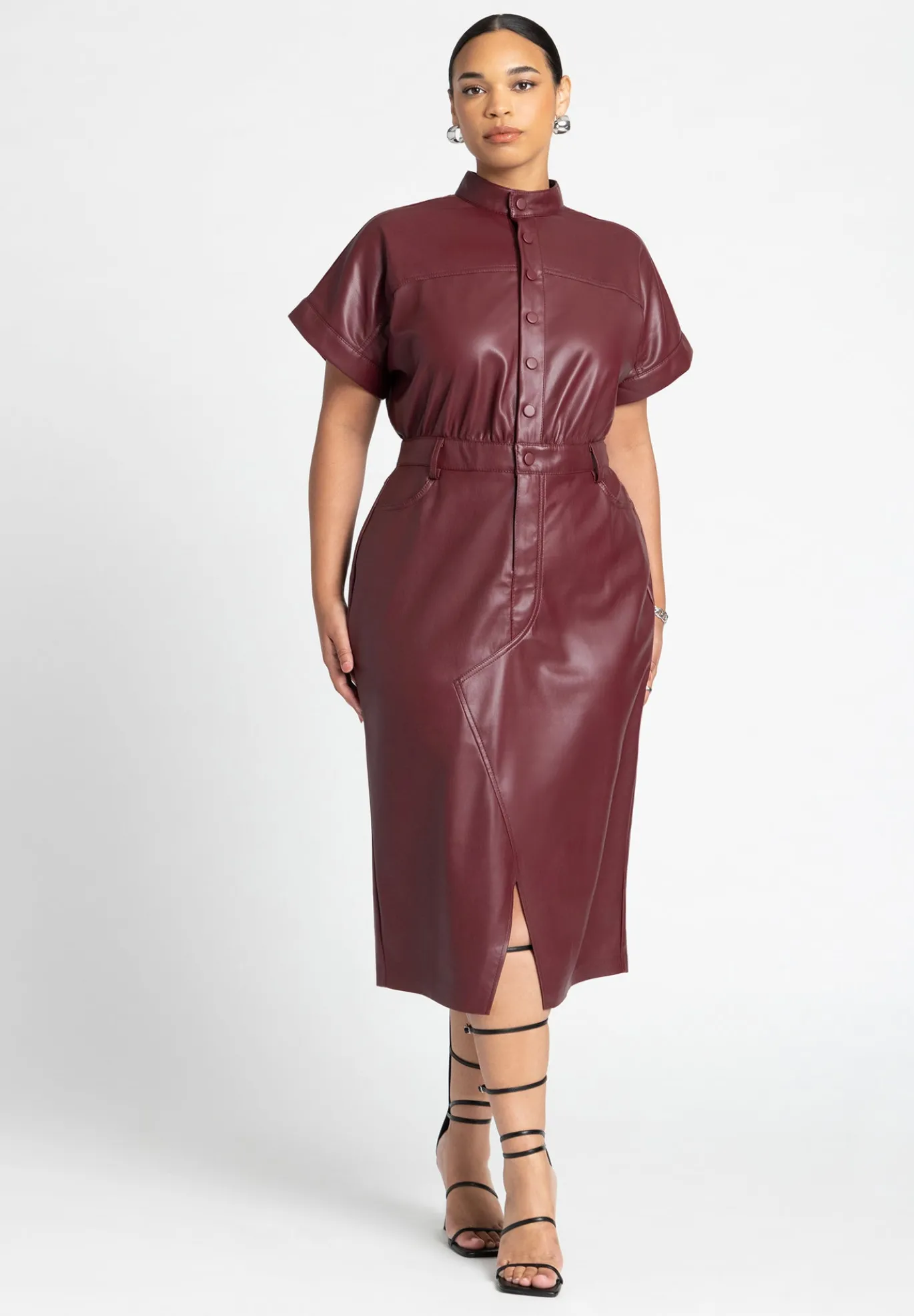 Faux Leather Midi Dress