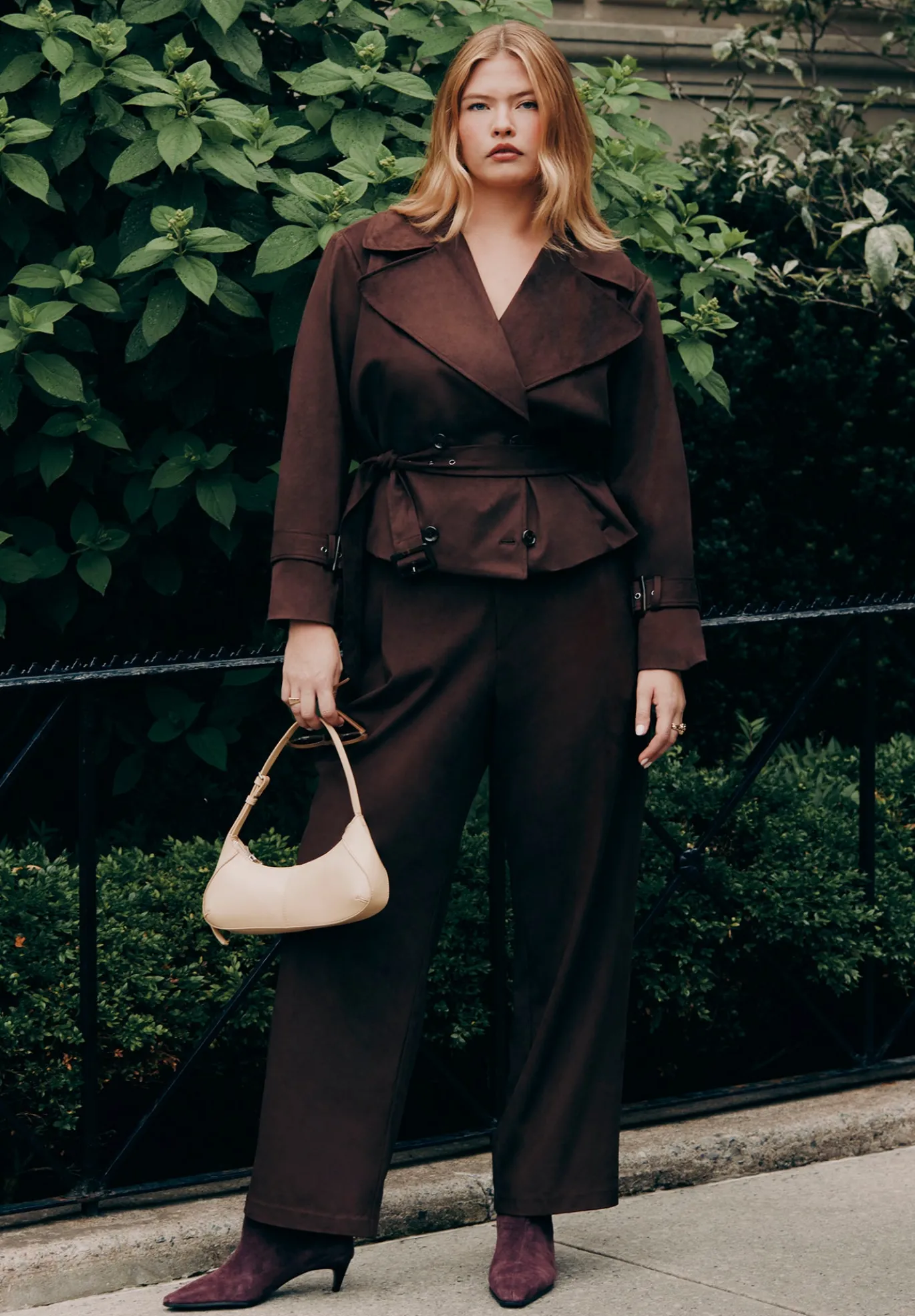 Faux Suede Wide Leg Pant