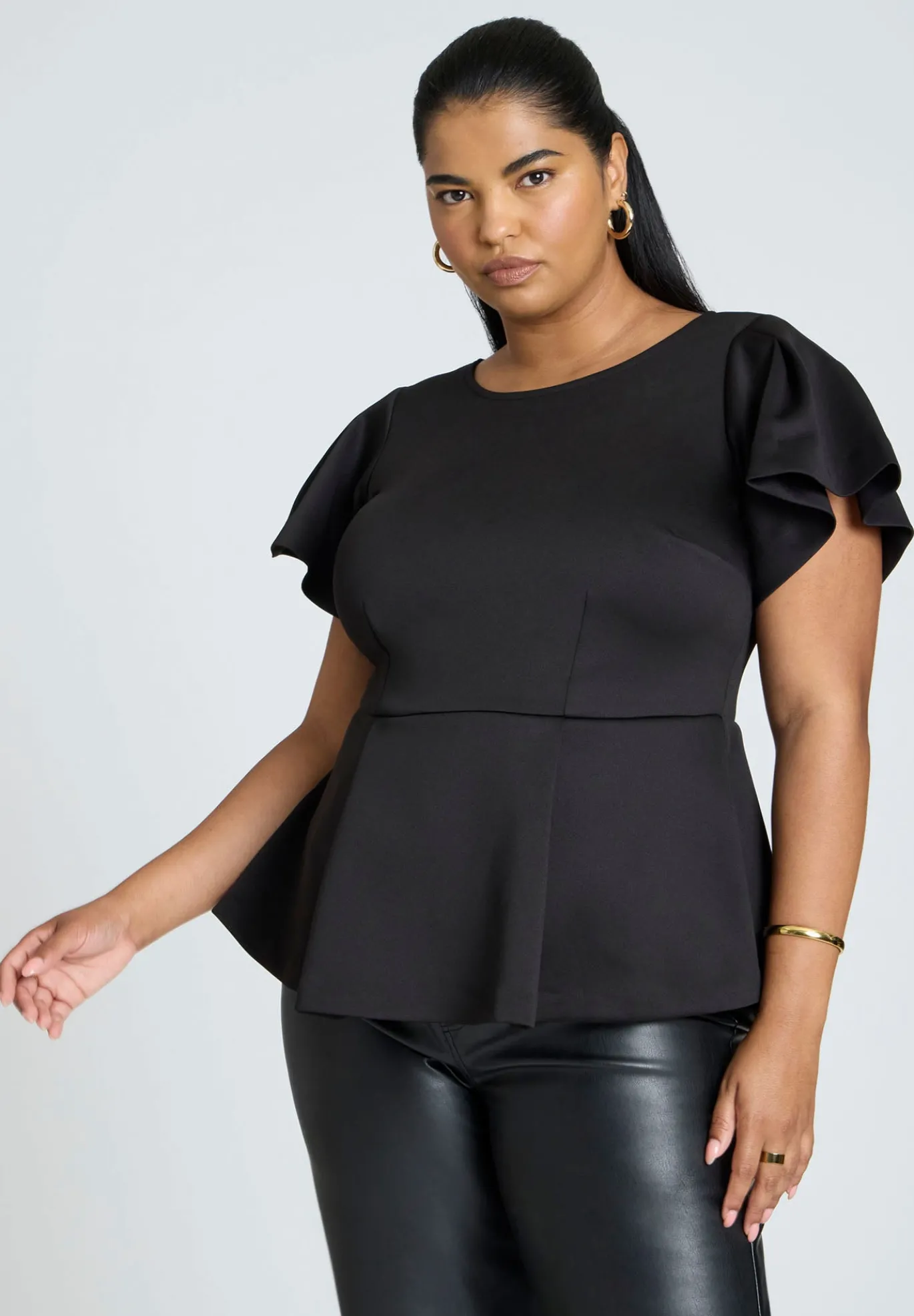 Flare Sleeve Peplum Top