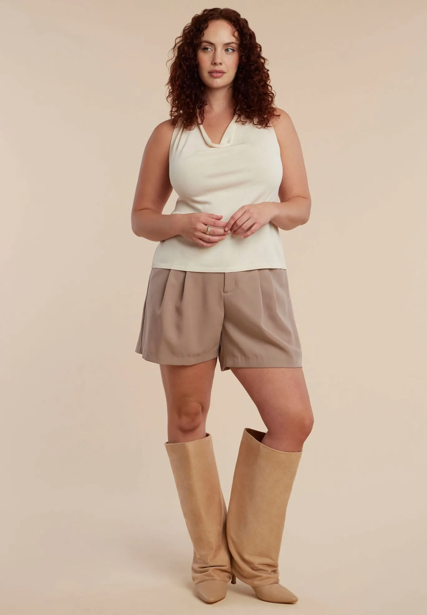 Fold Over Kitten Heel Boot