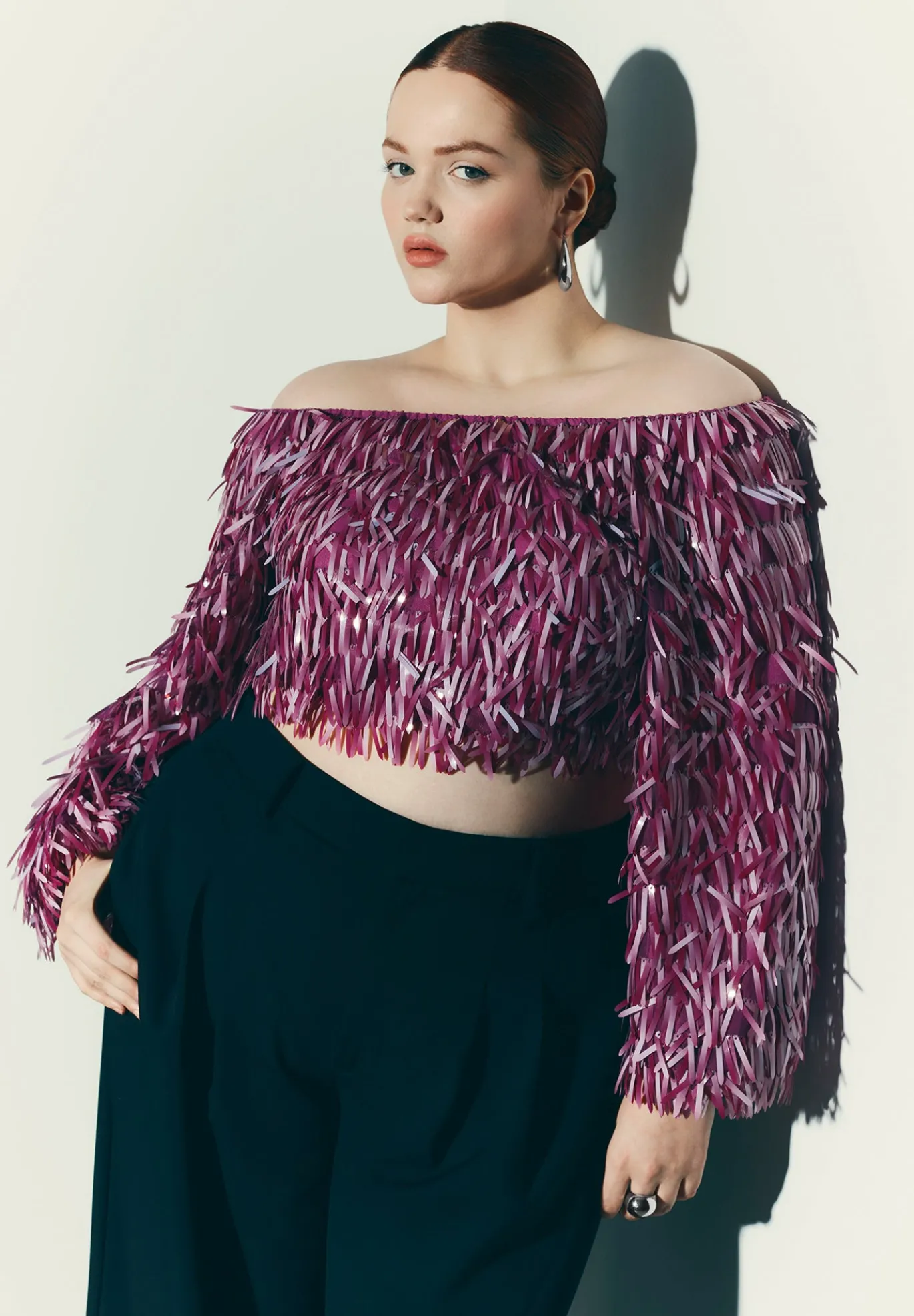 Fringe Sequin Off The Shoulder Top