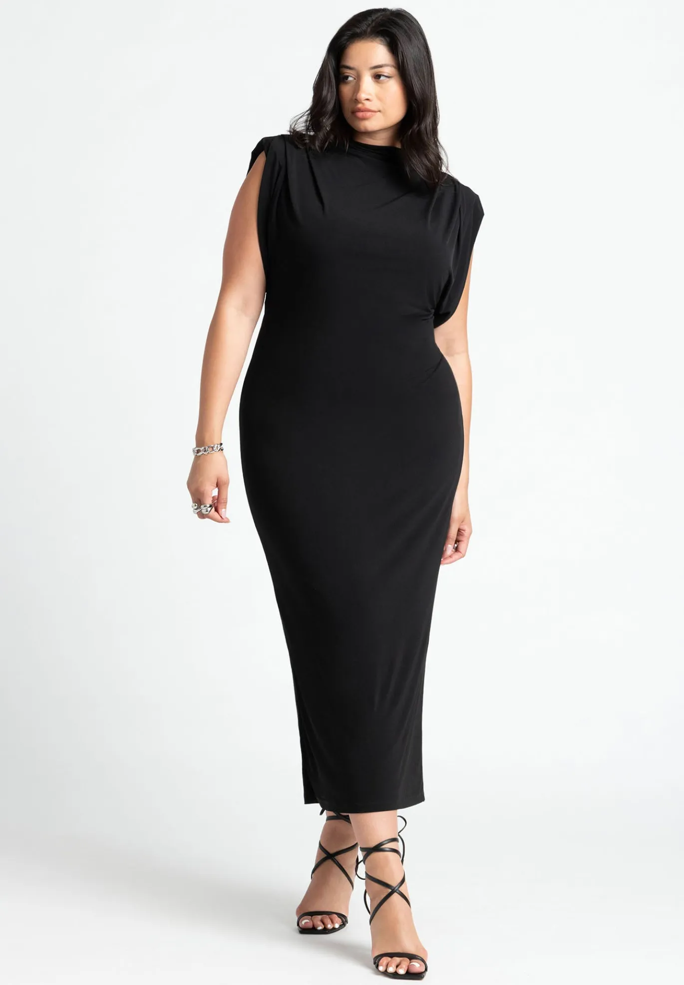 Funnel Neck Midi Dress