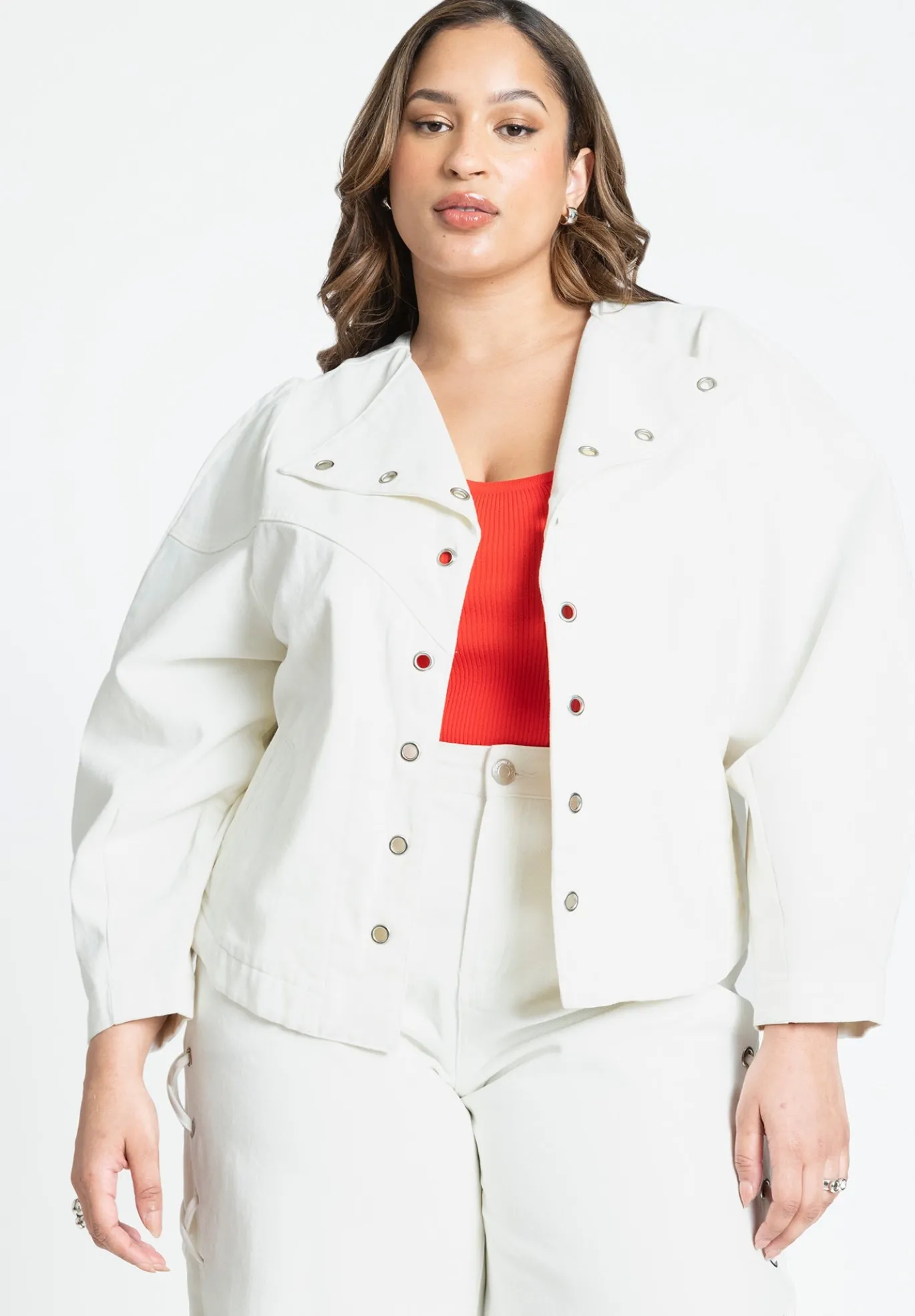 Grommet Detail Denim Jacket