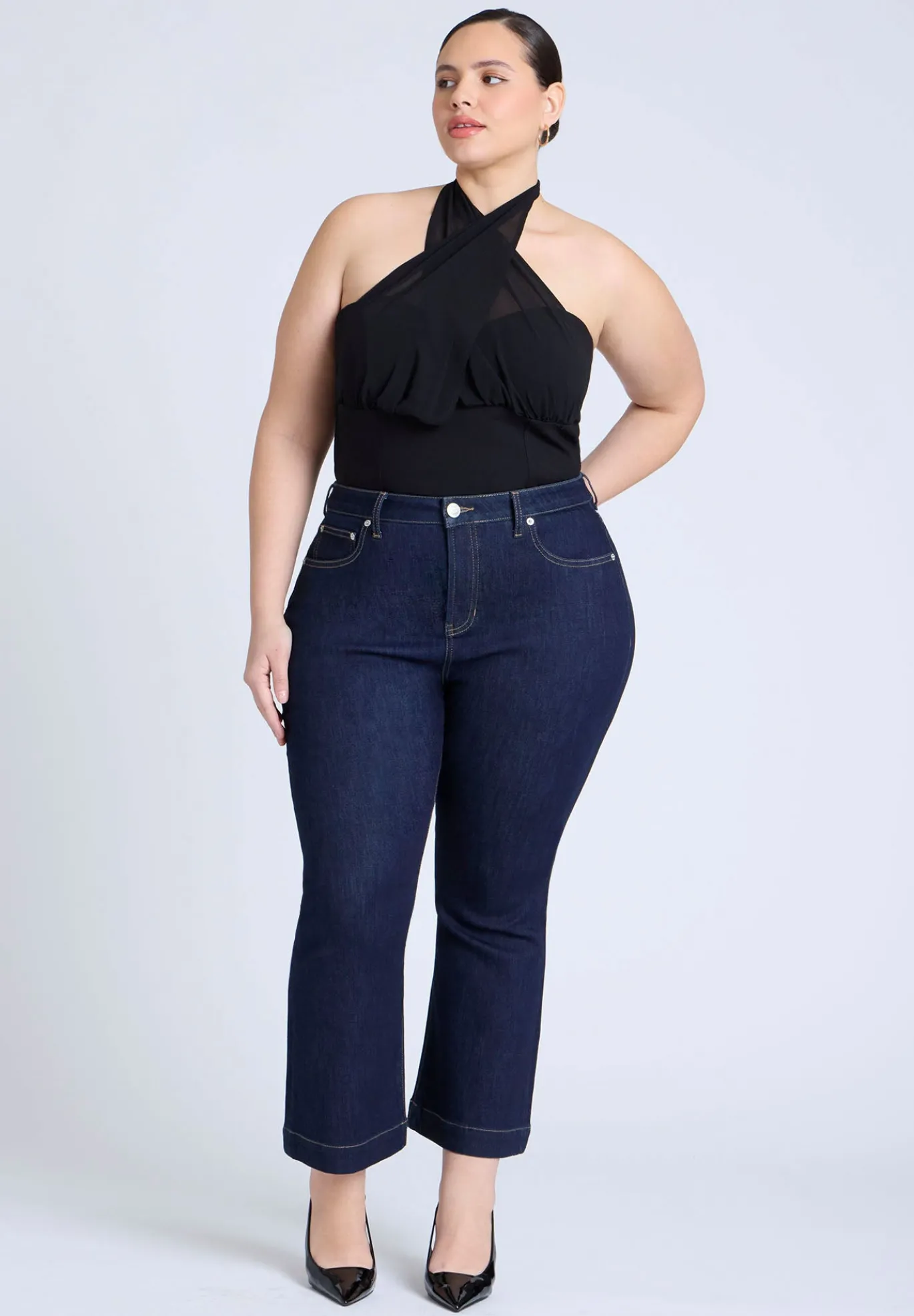 High Rise Crop Bootcut Jean