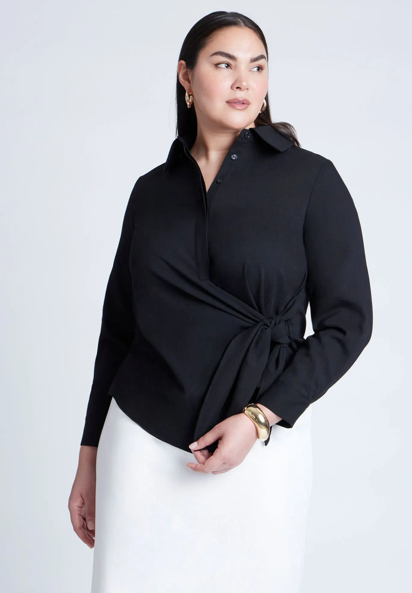 Hip Tie Collared Shirt