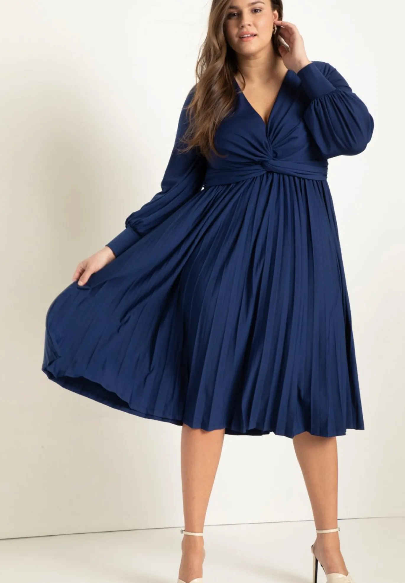 Knot Front Pleated Skirt Dress