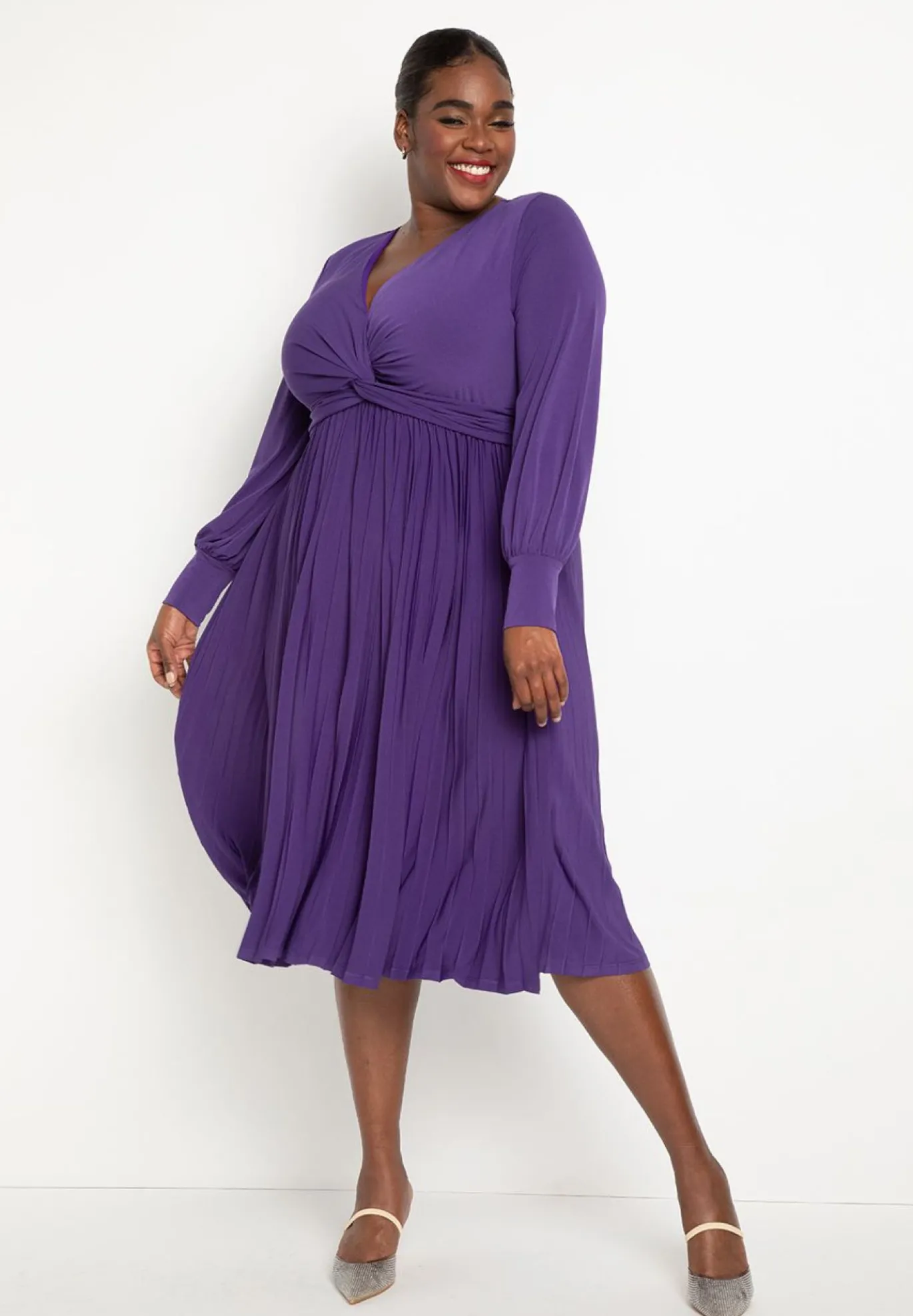 Knot Front Pleated Skirt Dress