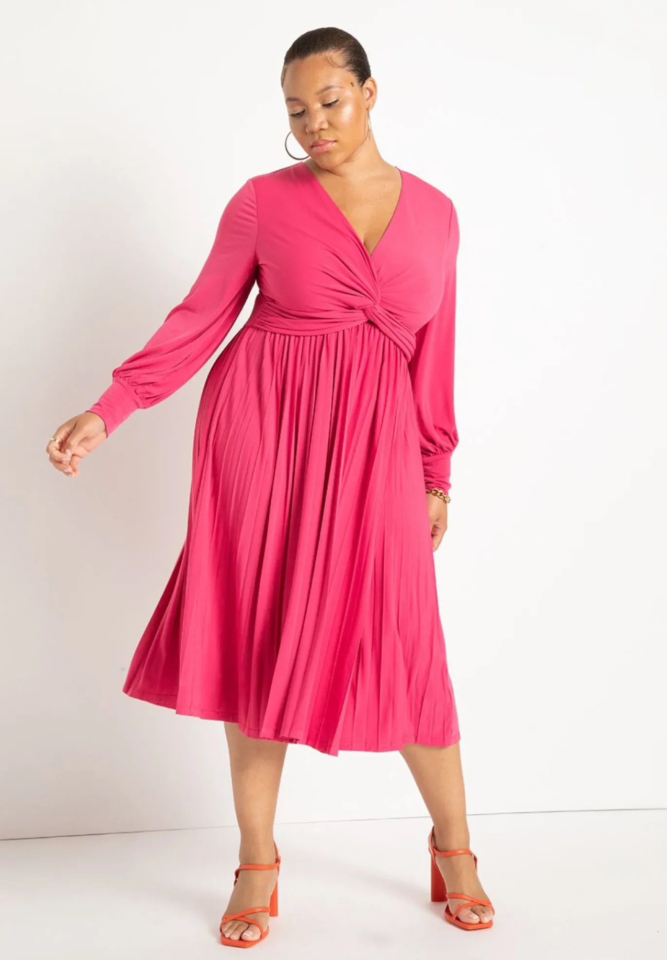 Knot Front Pleated Skirt Dress