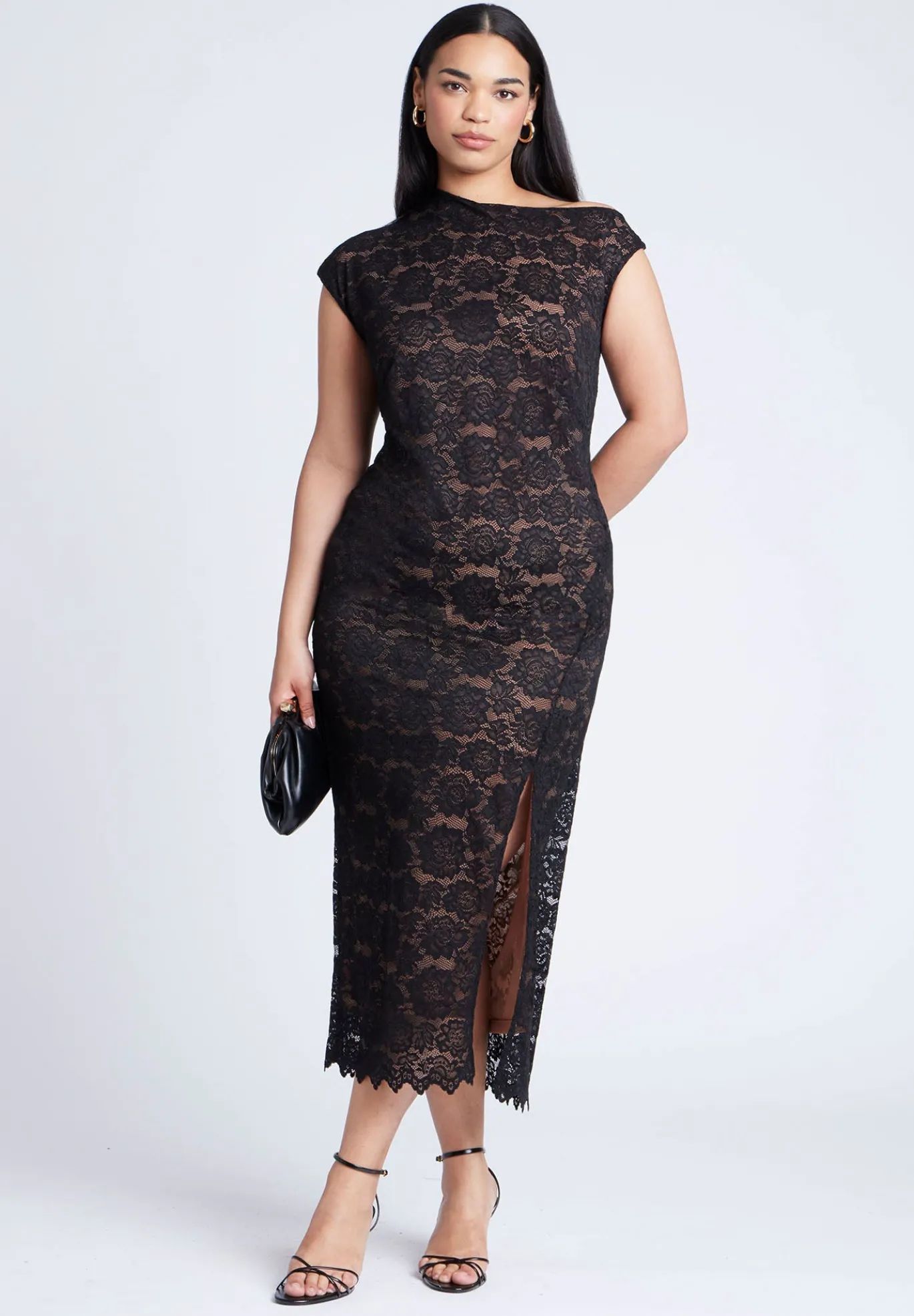 Lace Fitted Midi Dress