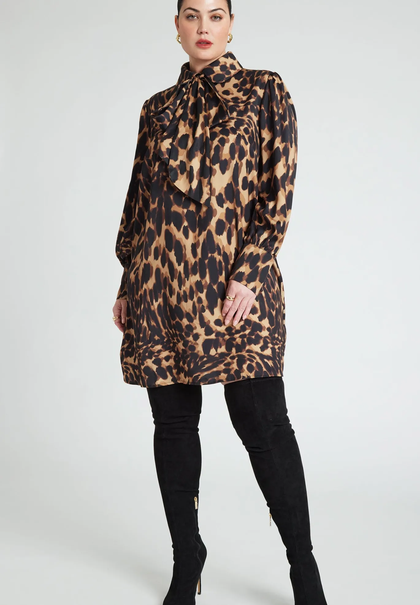 Leopard Bow Tie Mini Dress