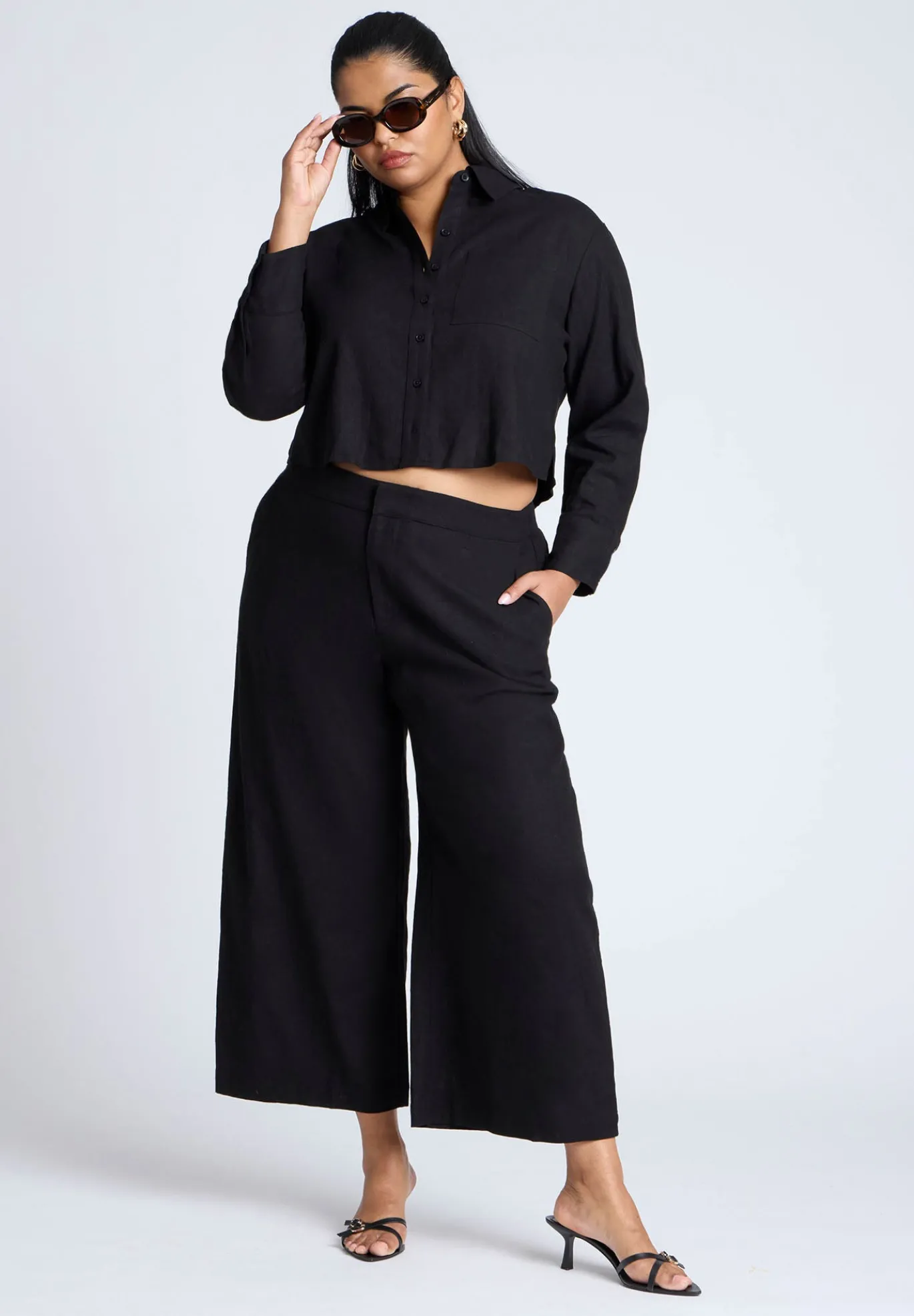 Linen Wide Leg Crop Pant