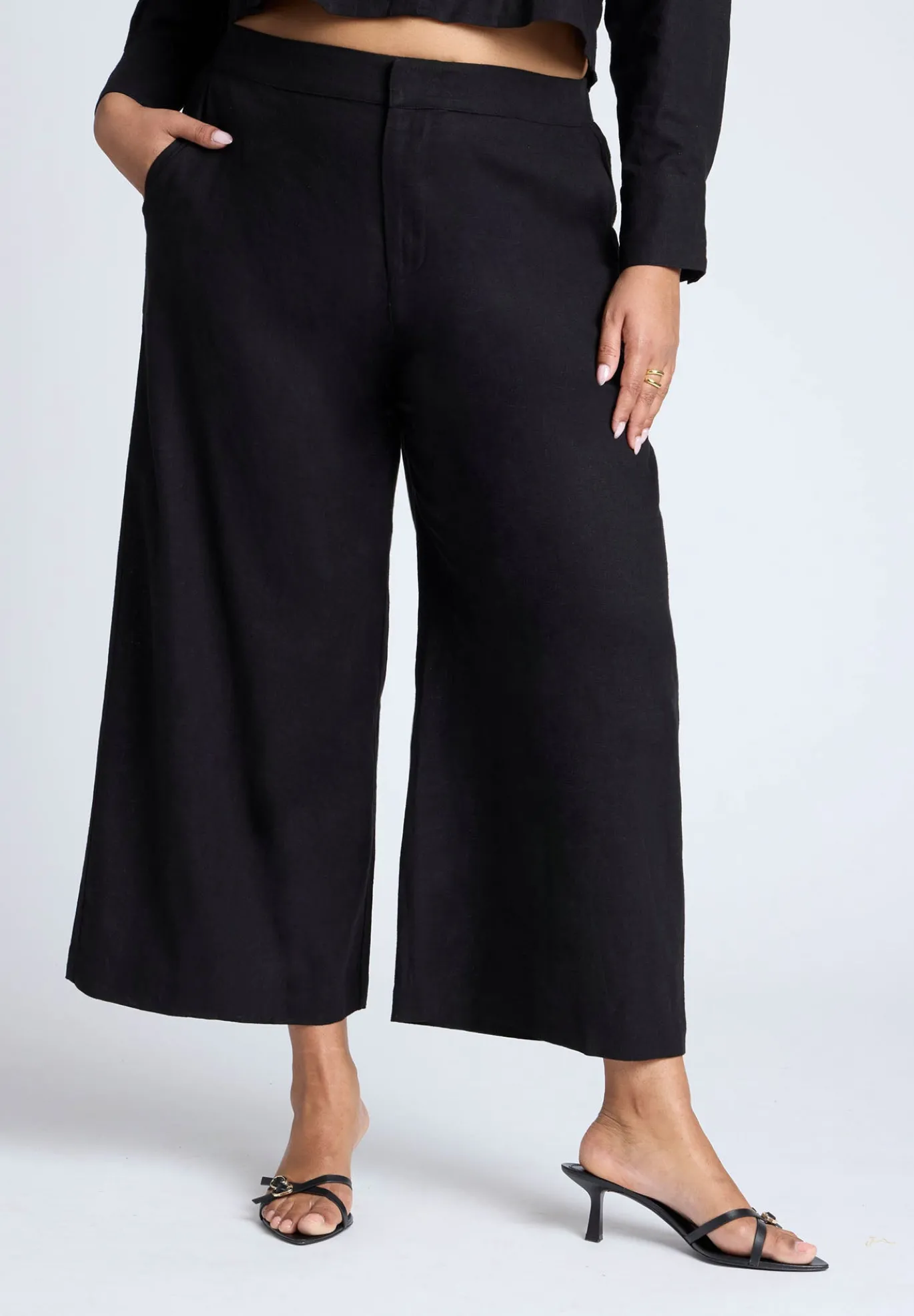 Linen Wide Leg Crop Pant