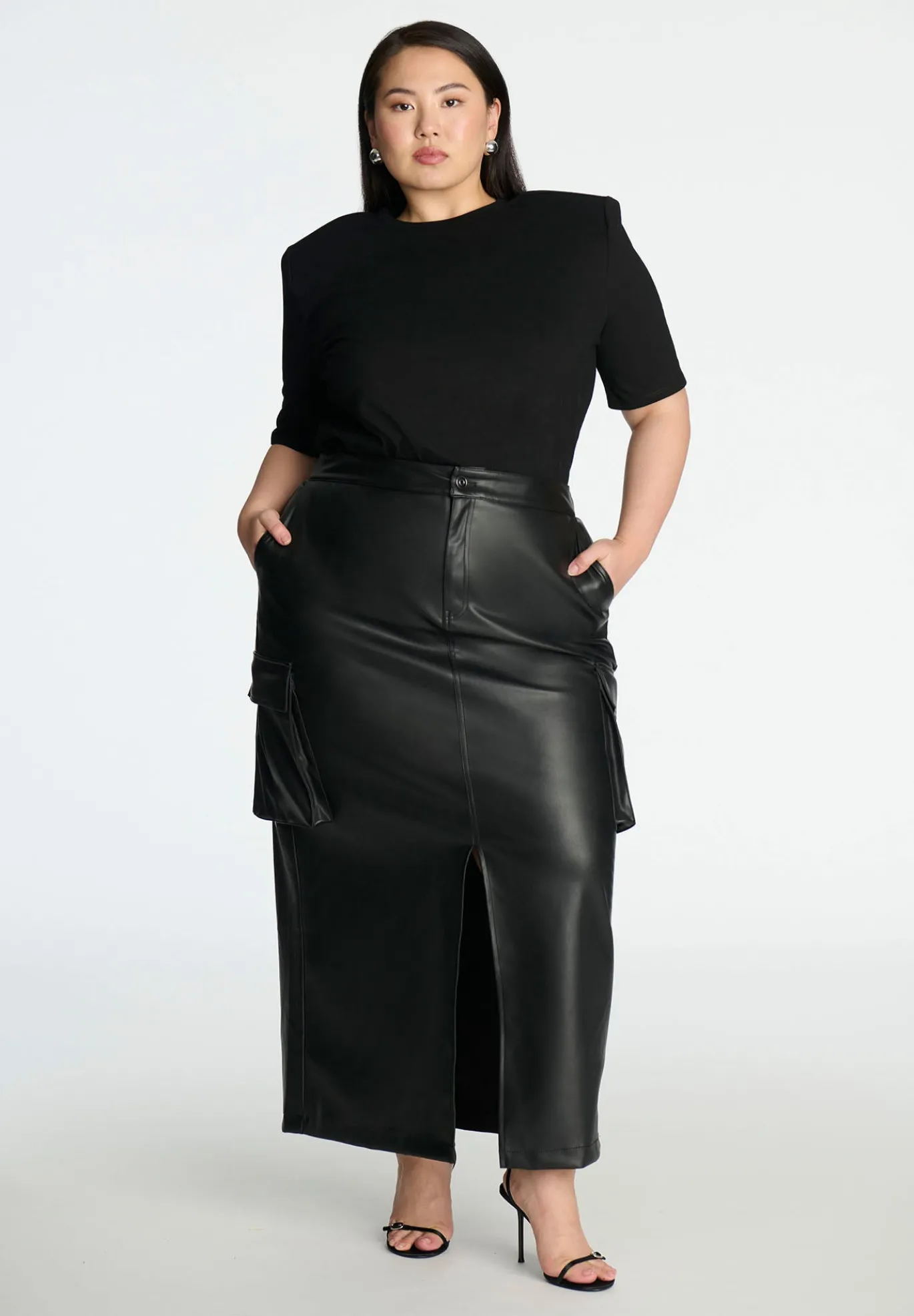 Maxi Cargo Faux Leather Skirt