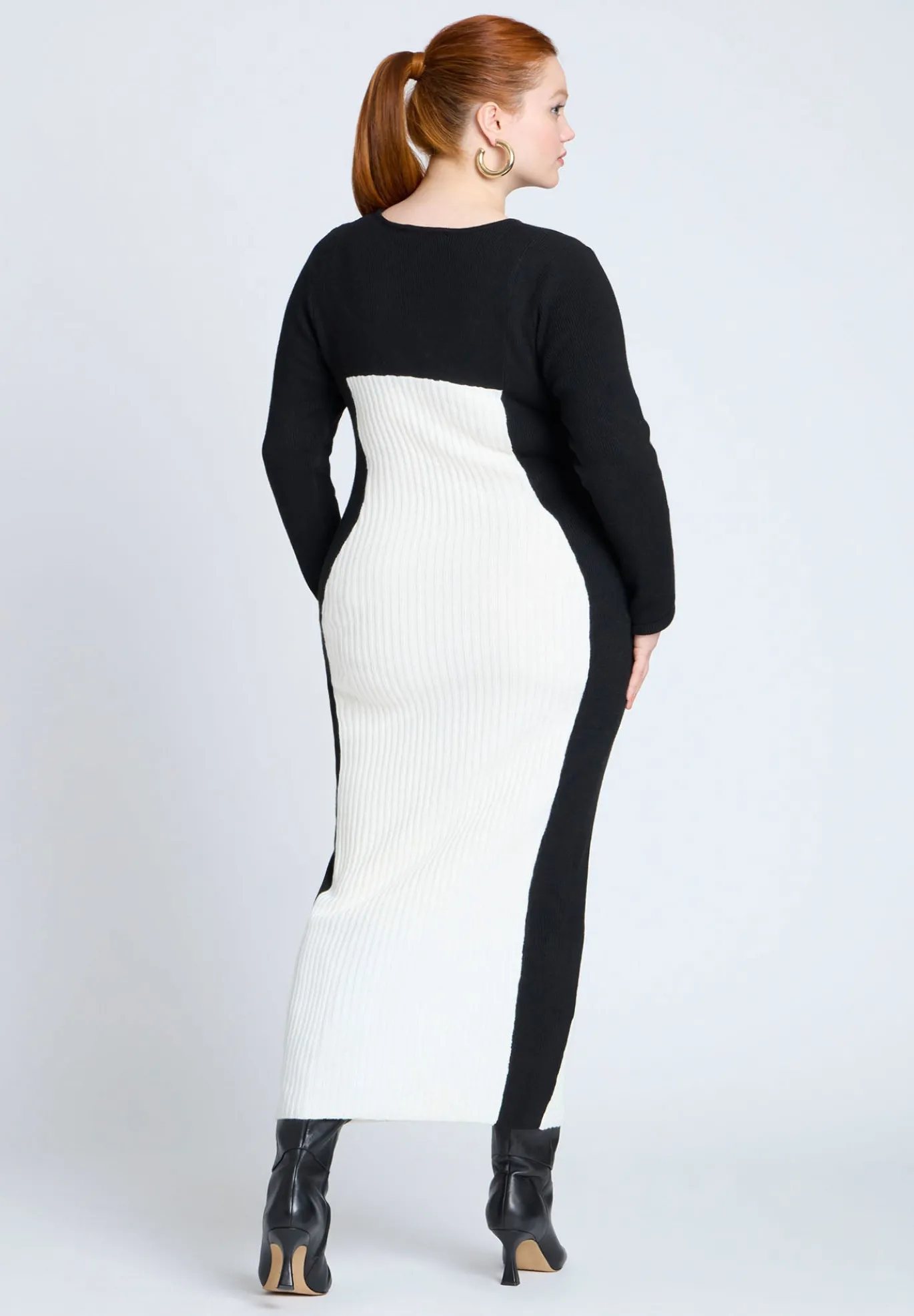 Maxi Sweater Dress With Colorblocked