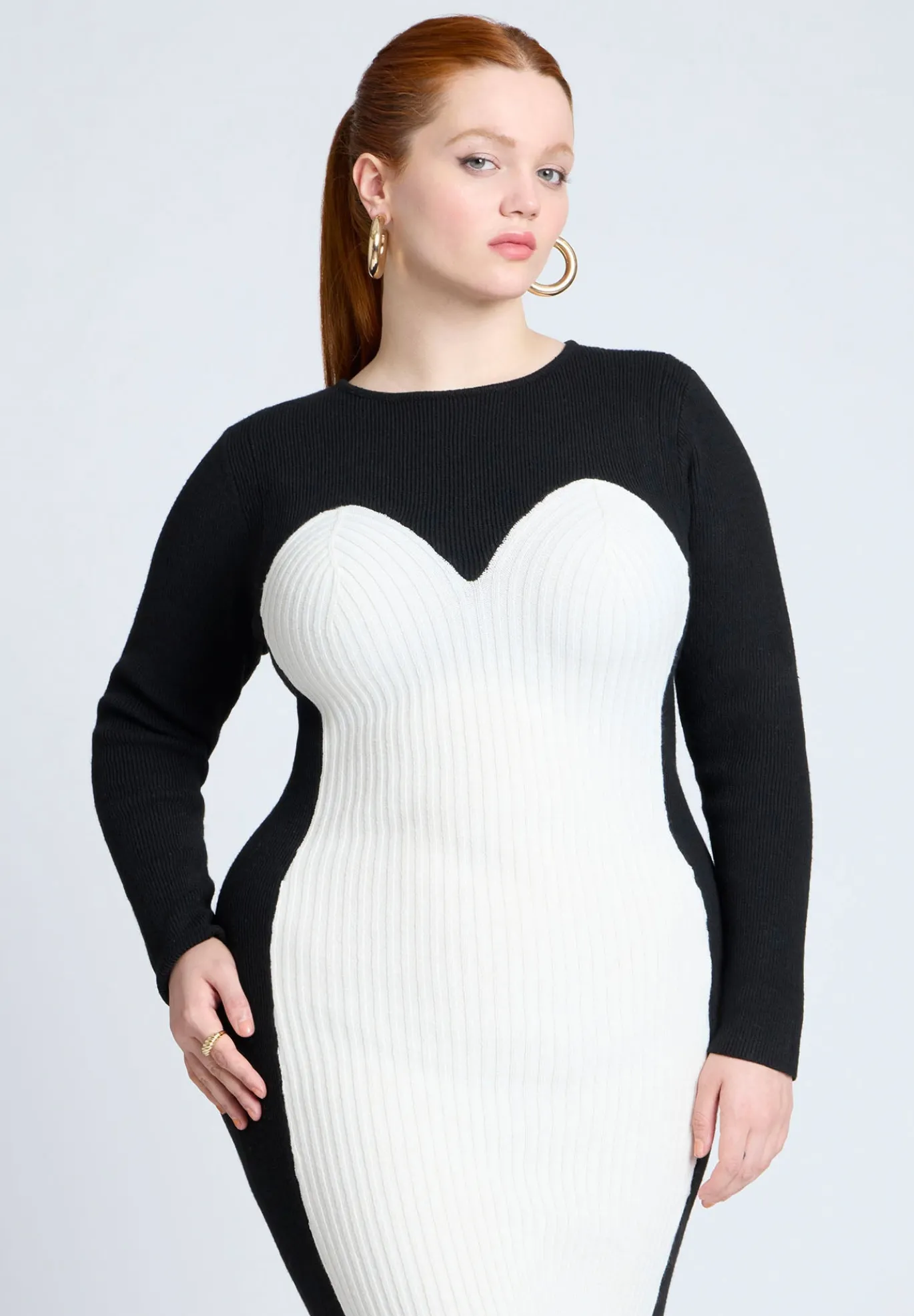 Maxi Sweater Dress With Colorblocked