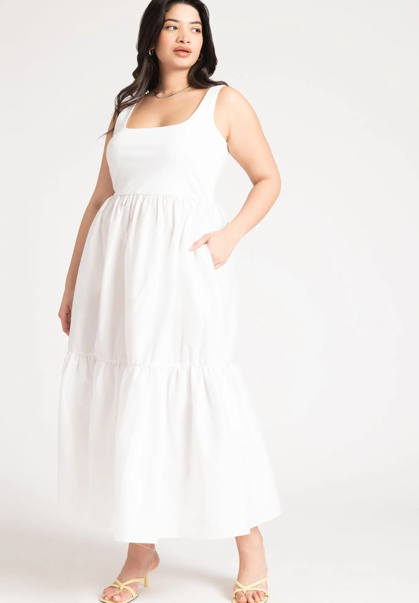 Mixed Fabric Tank Dress