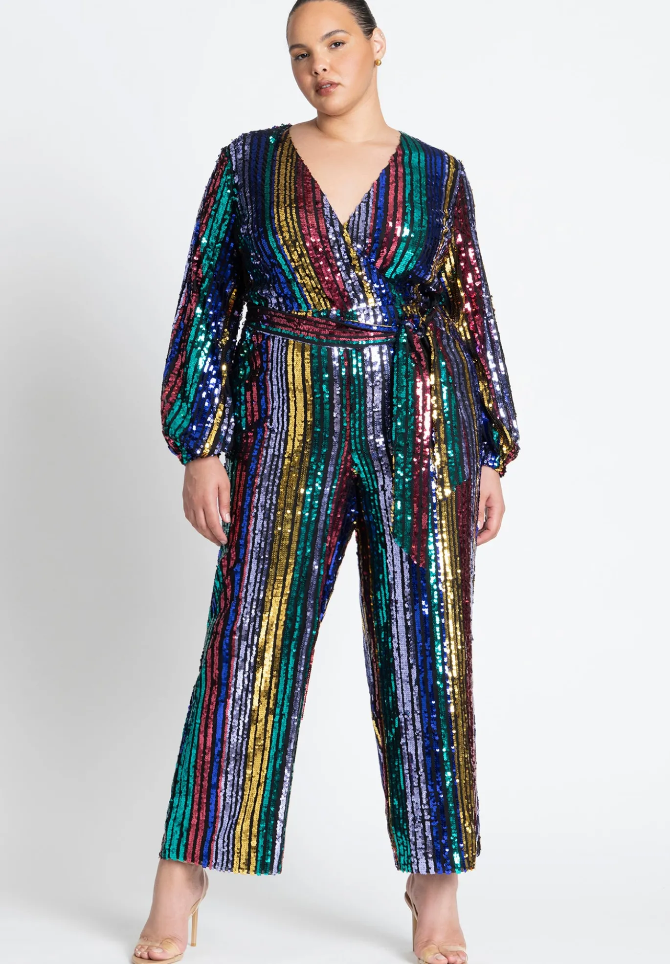Multicolor Stripe Sequin Jumpsuit